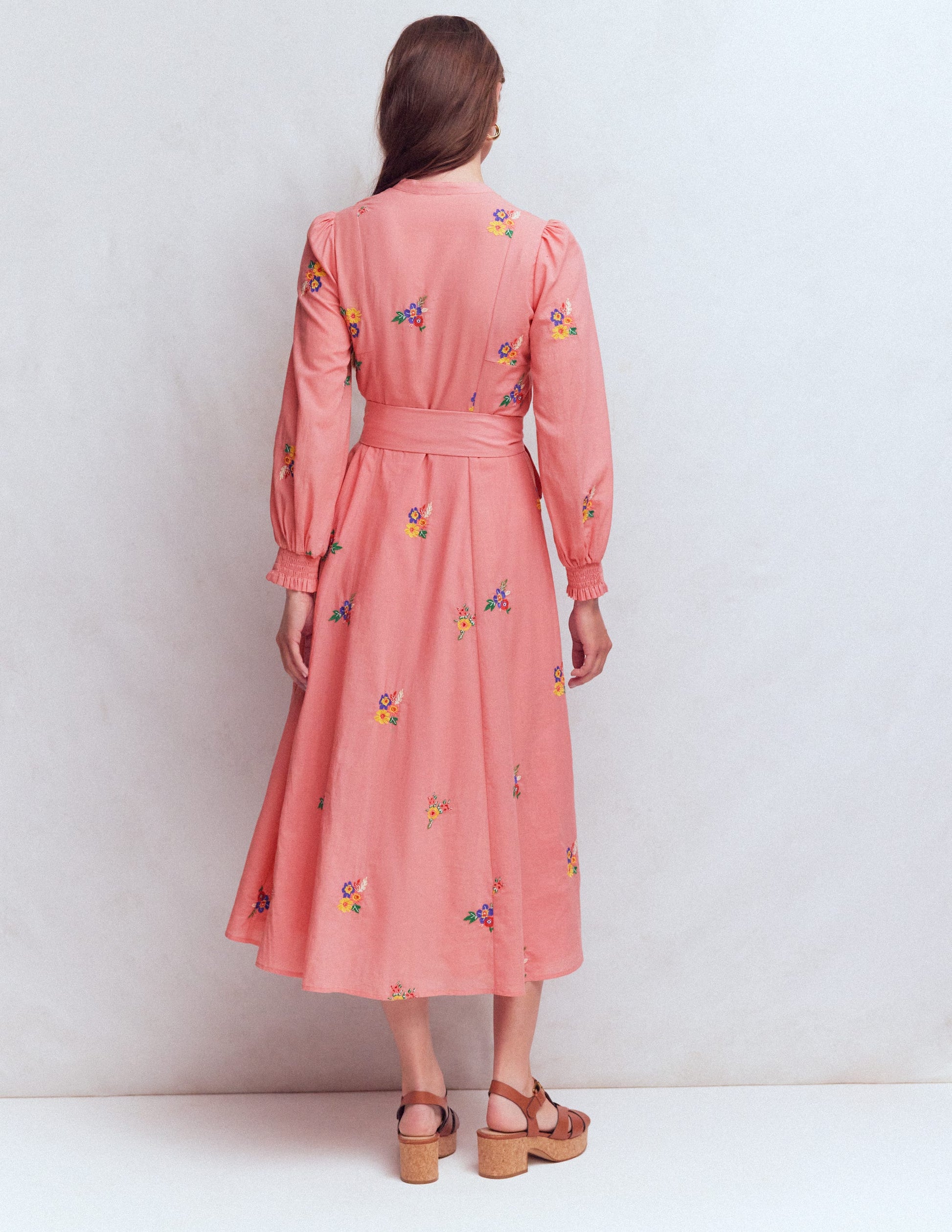 Embroidered Shirt Dress-Pink Embroidery-3