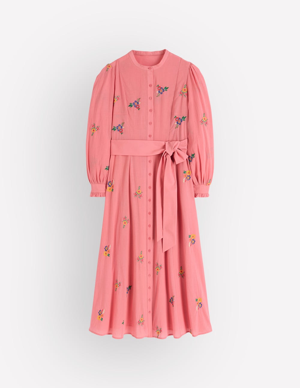 Embroidered Shirt Dress-Pink Embroidery-8