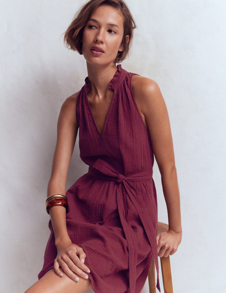 Viv Double Cloth Short Dress-Deep Wisteria