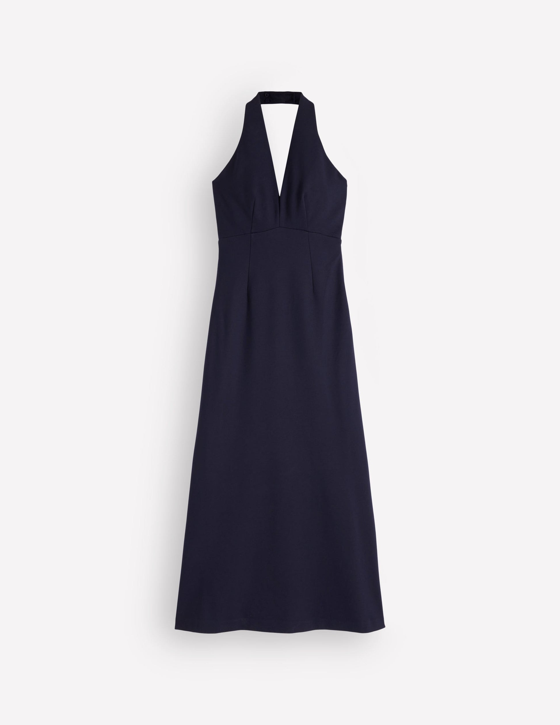 Halter Neck Jersey Maxi Dress-Navy-7