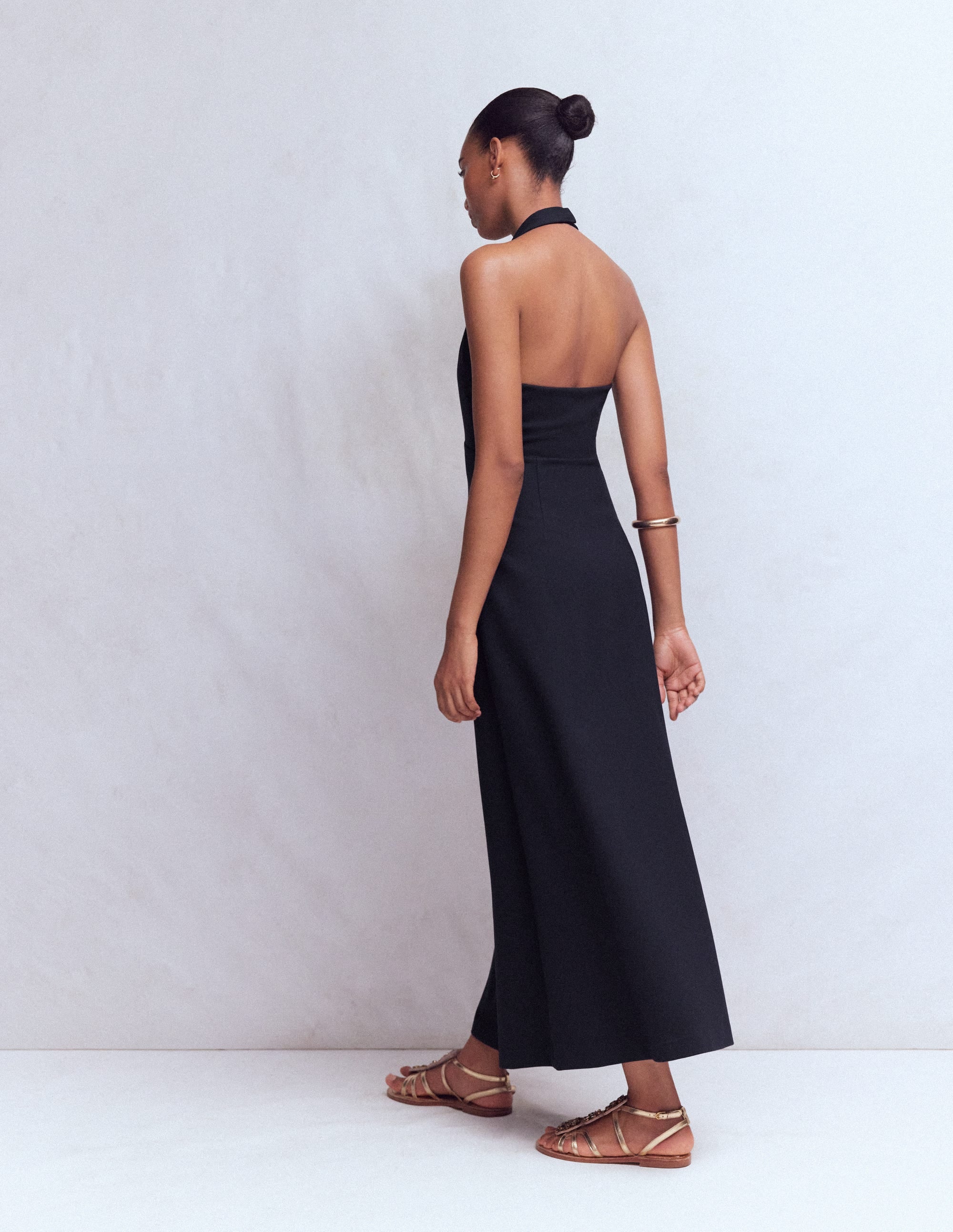 Halter Neck Empire Maxi Dress-Navy - Image 4