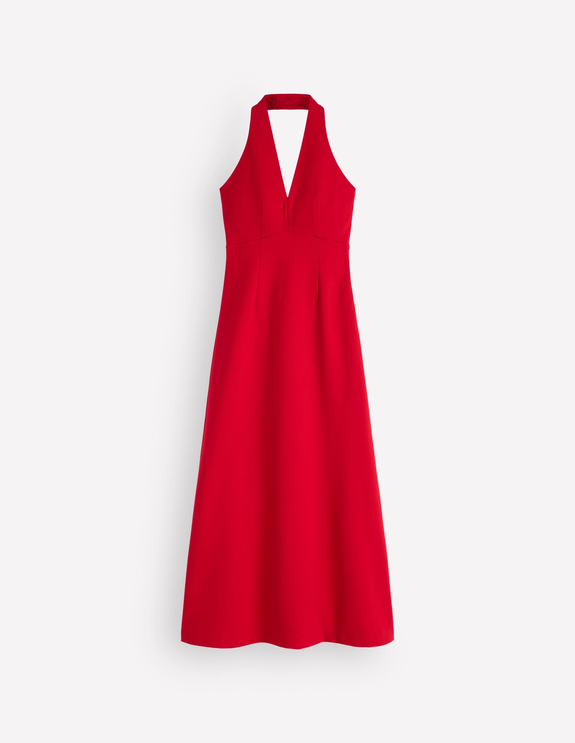 Halter Neck Empire Maxi Dress-Red-5