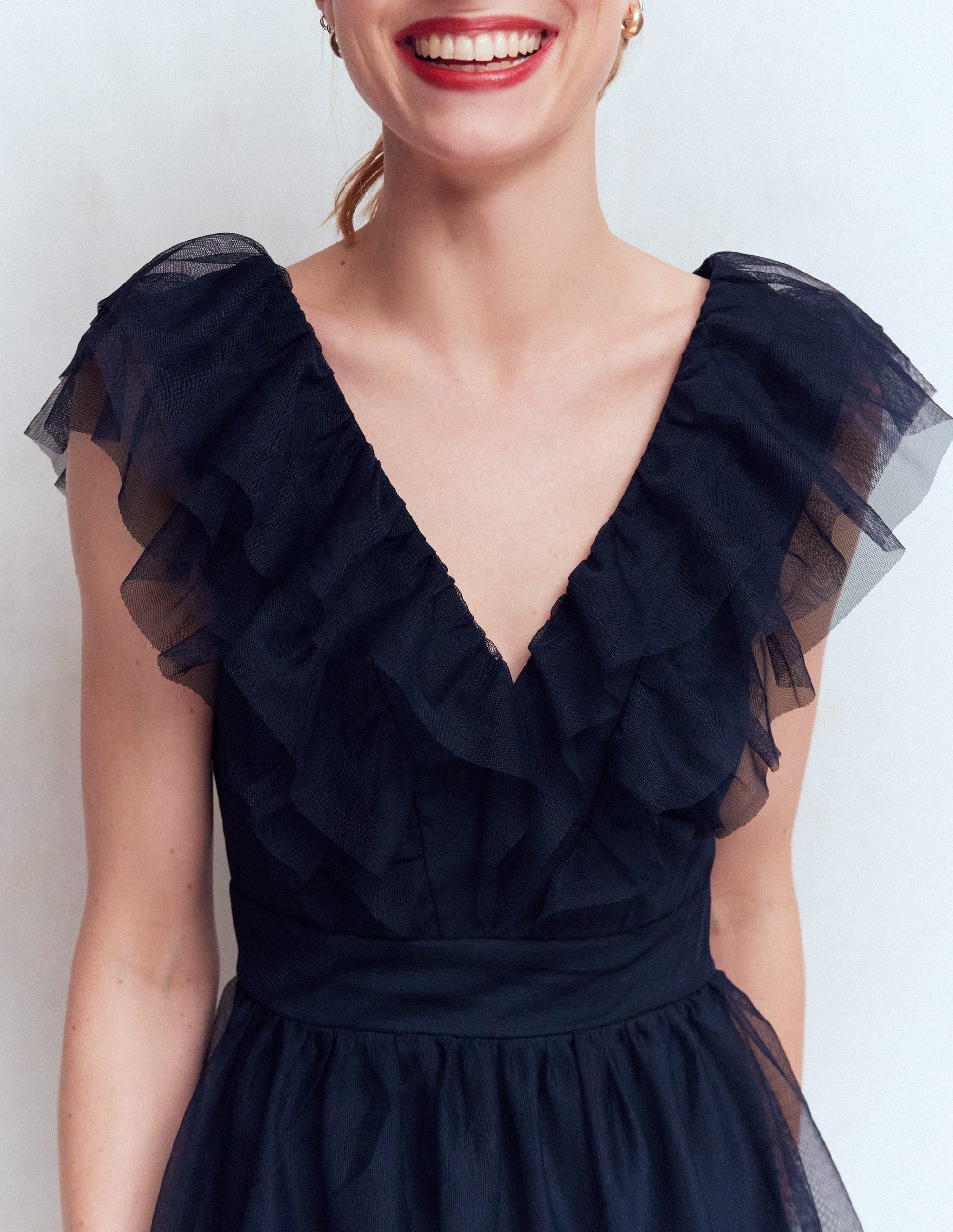 Ruffle Tulle Tiered Dress-Navy - Image 2