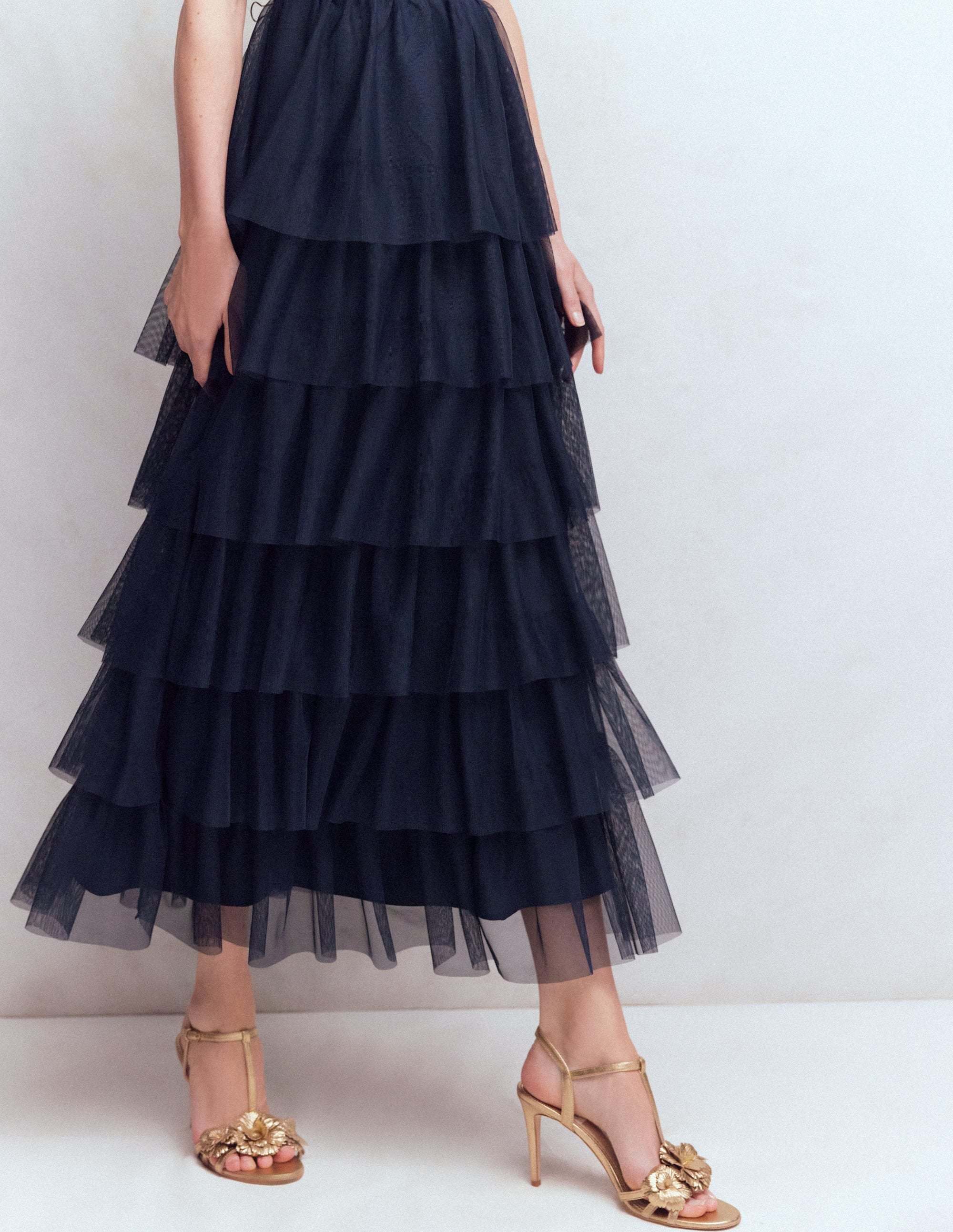 Ruffle Tulle Tiered Dress-Navy - Image 4