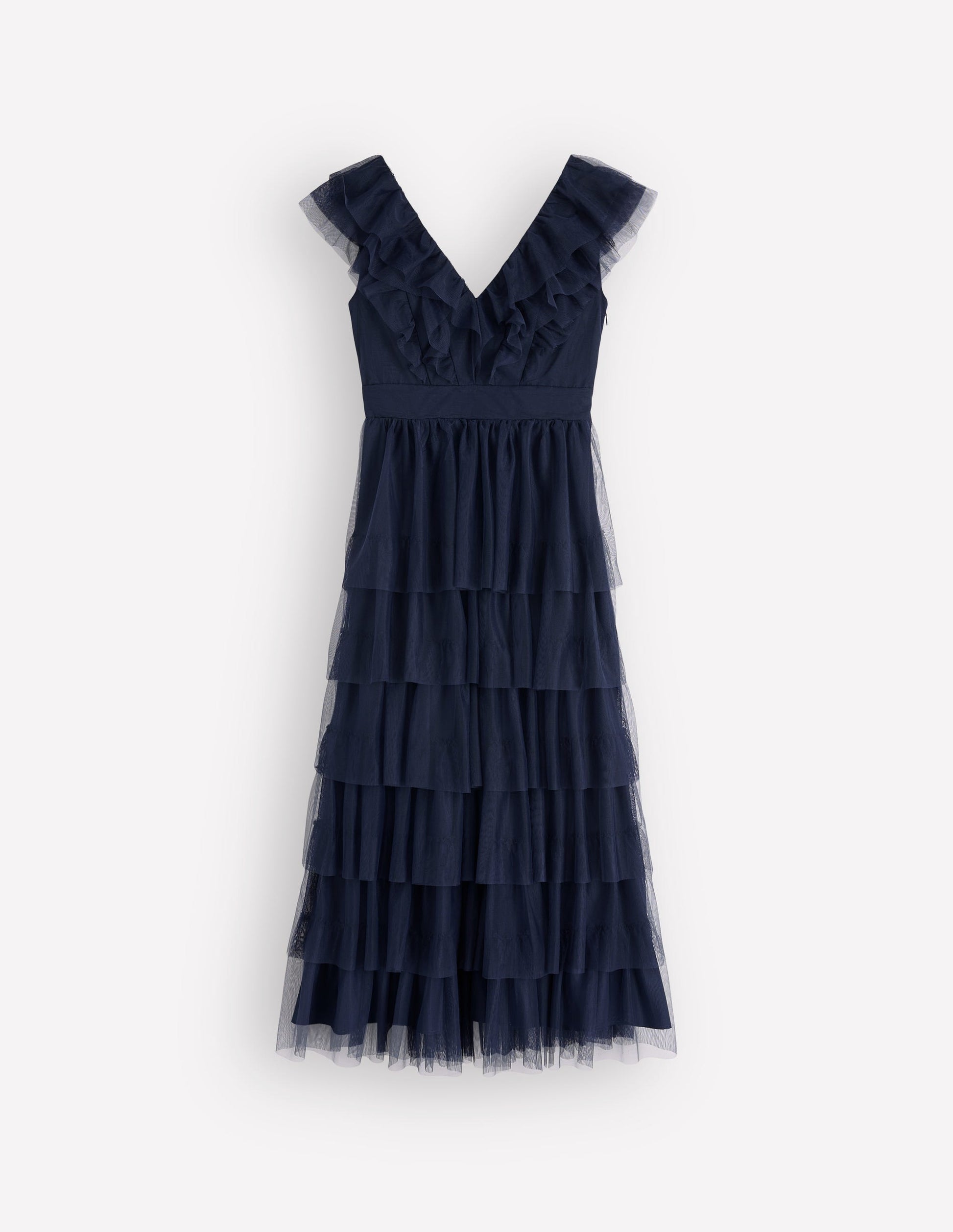 belk navy blue dress Ruffle Tulle Tiered Dress-Navy