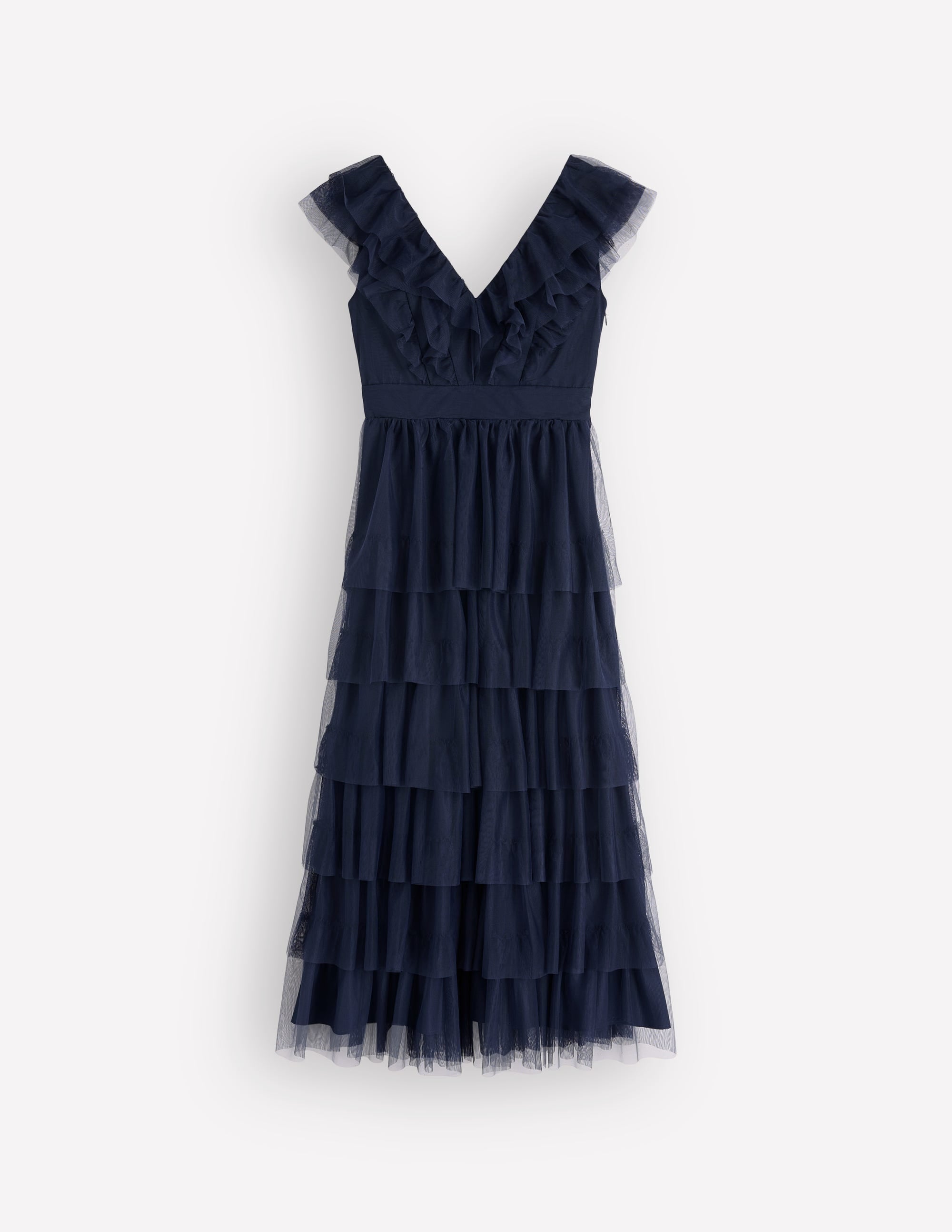 Ruffle Tulle Tiered Dress-Navy - Image 8