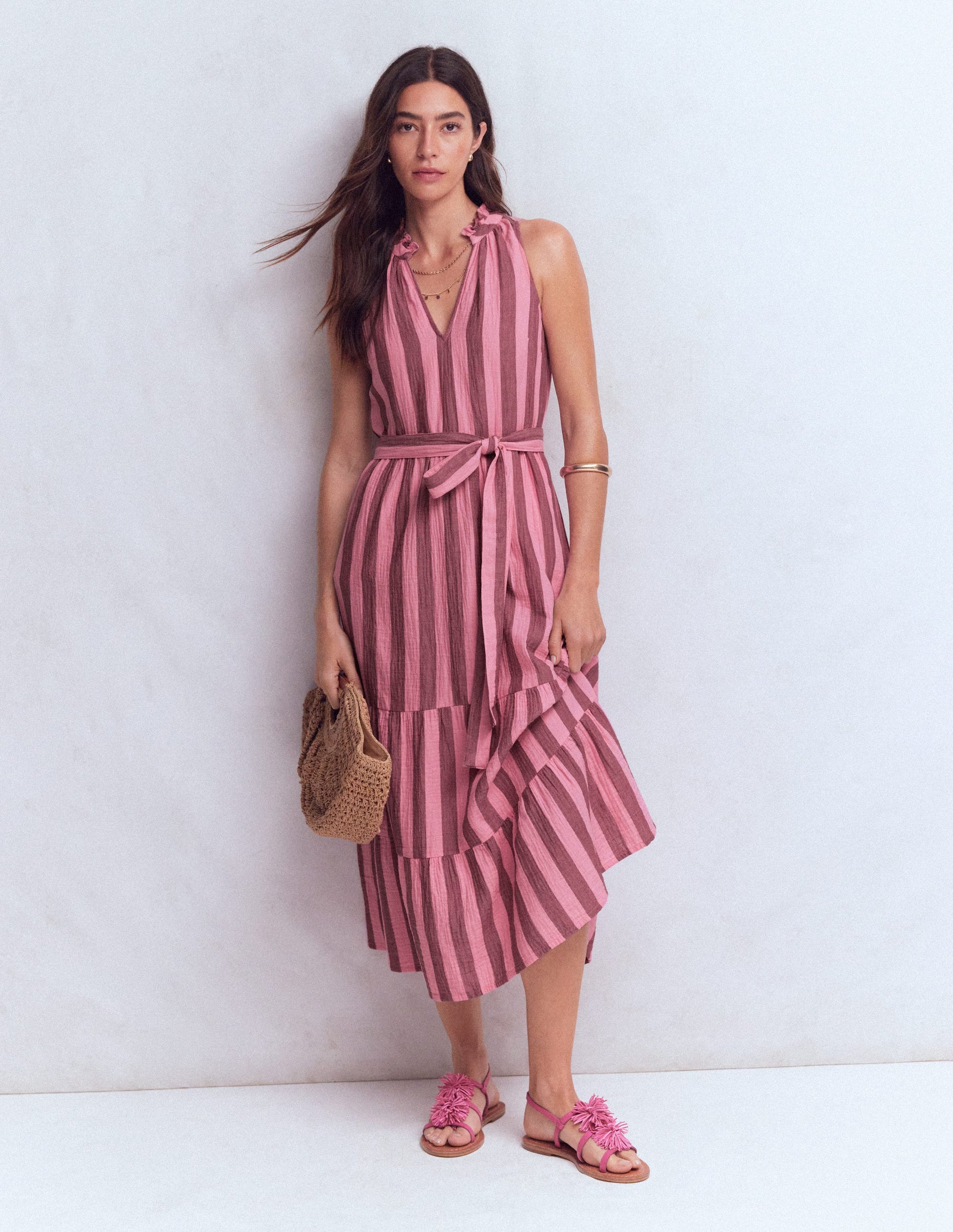 pink and brown maxi dress Kya Maxi Dress