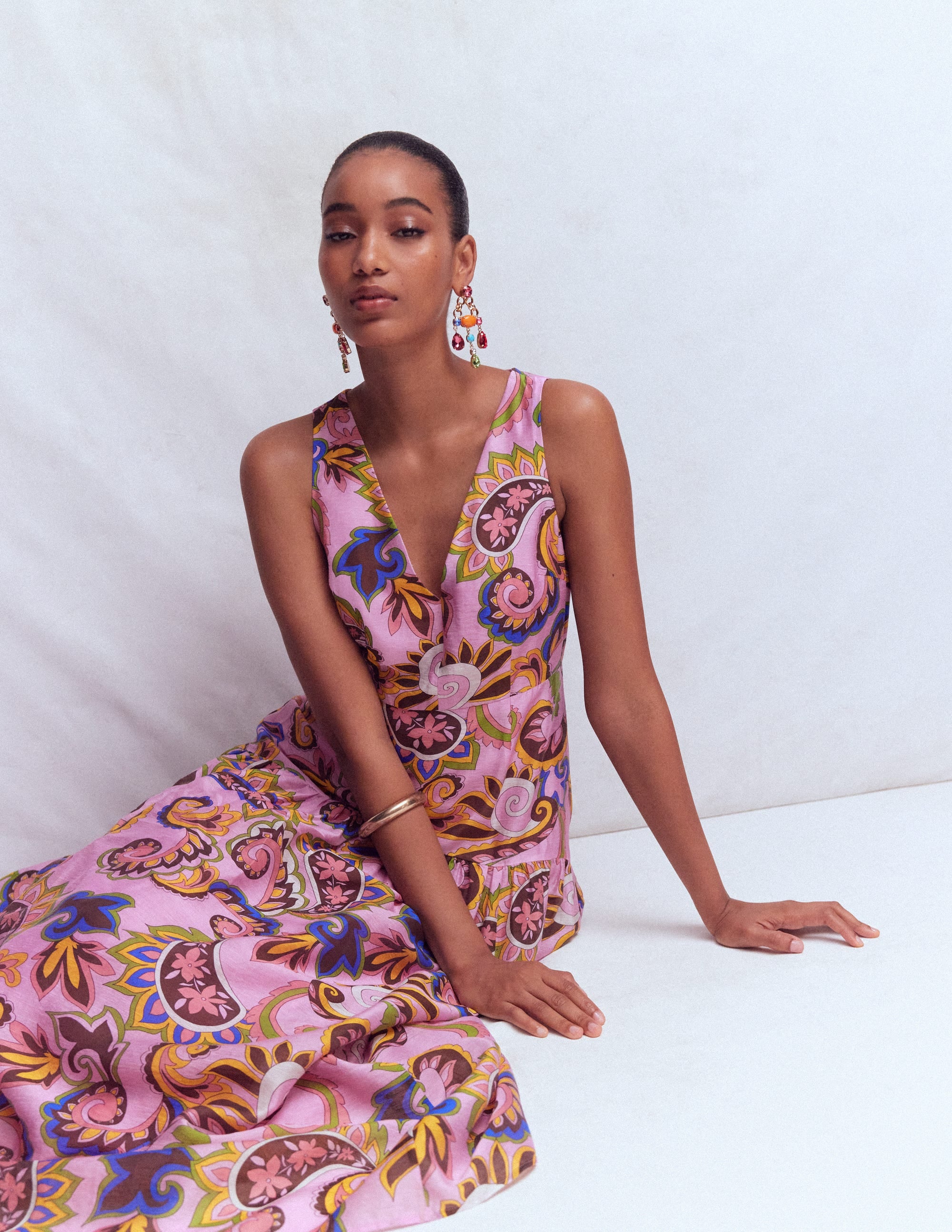 Drop Waist Sleeveless Dress-Multi, Paisley Frenzy - Image 2