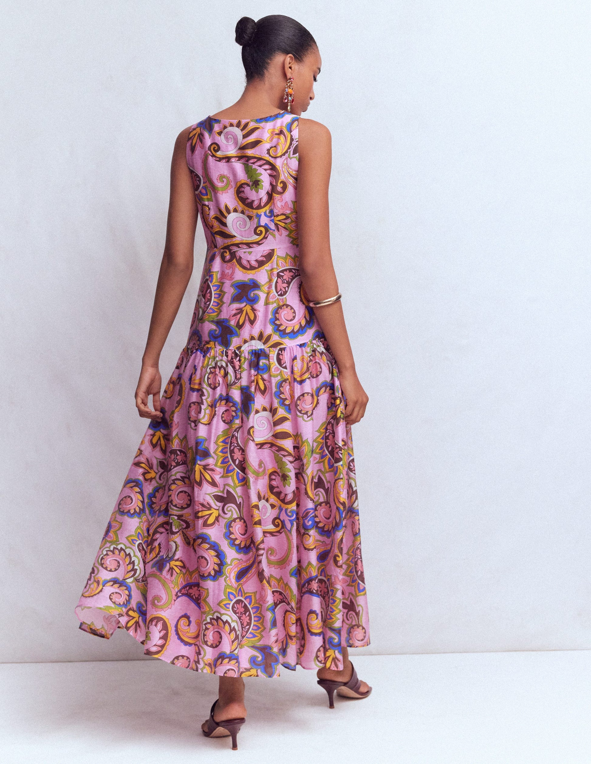 Drop Waist Sleeveless Dress-Multi, Paisley Frenzy-4