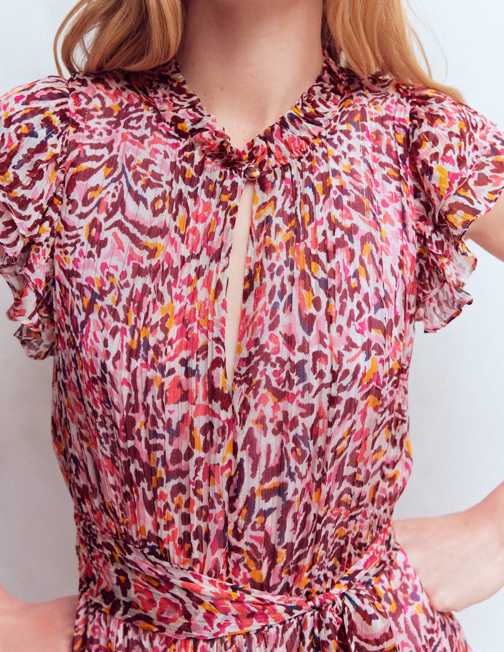 High Neck Sleeveless Dress-Multi Leopard Flow - Image 2