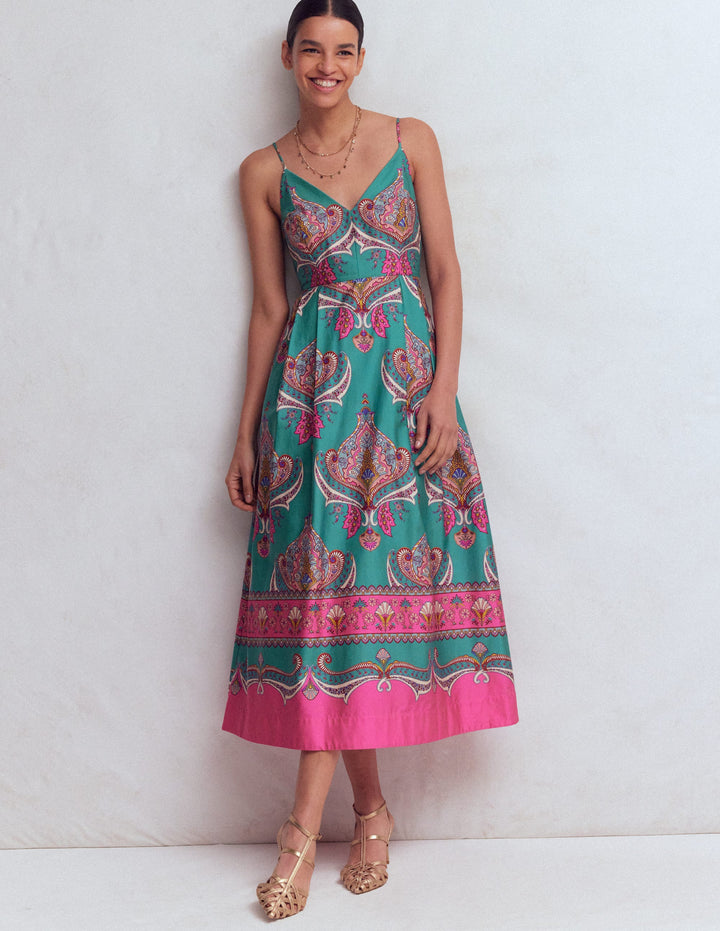 Empire Poplin Occasion Dress-Aurora Blue,  Ornamental Charm