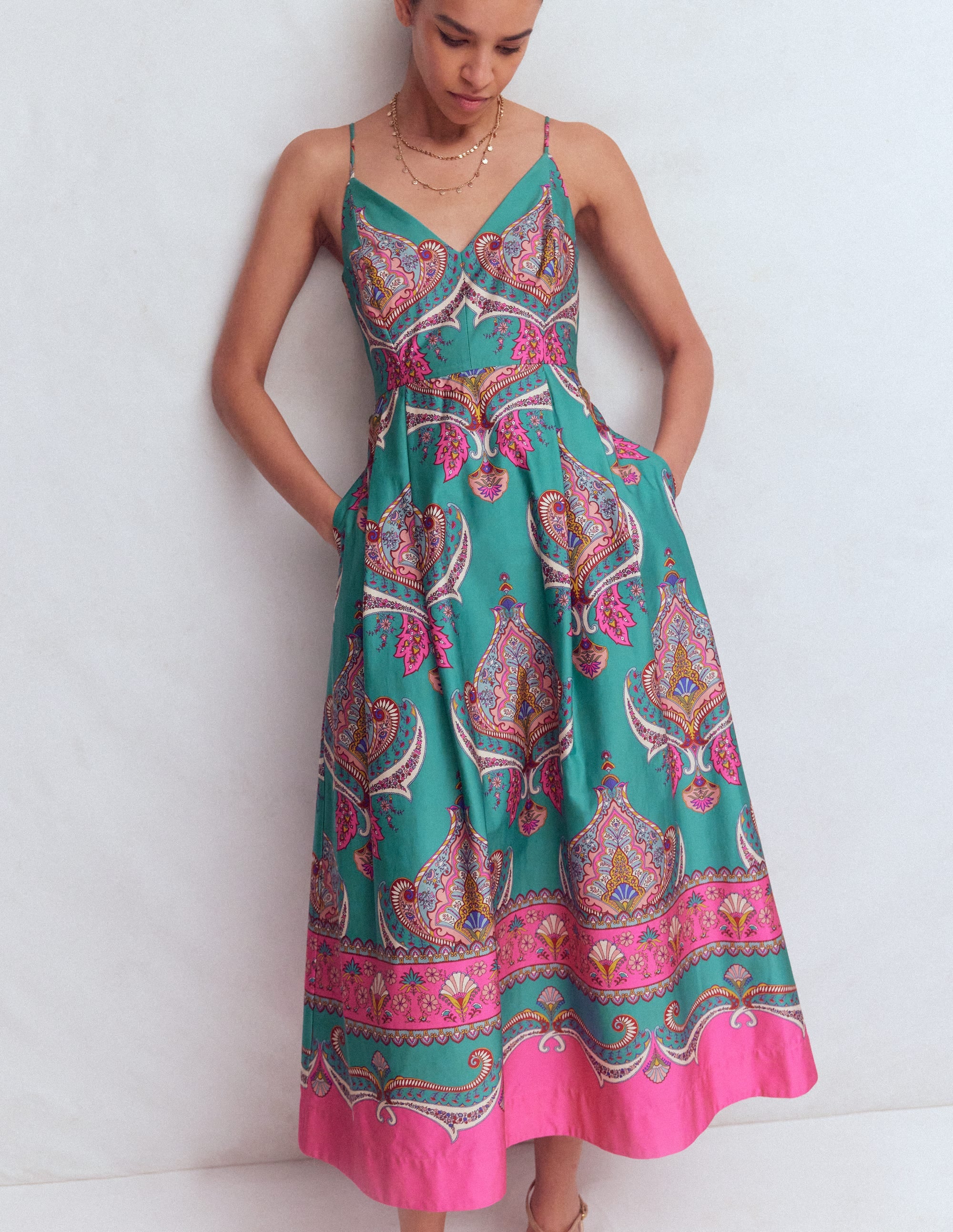 Empire Poplin Occasion Dress-Aurora Blue,  Ornamental Charm - Image 4