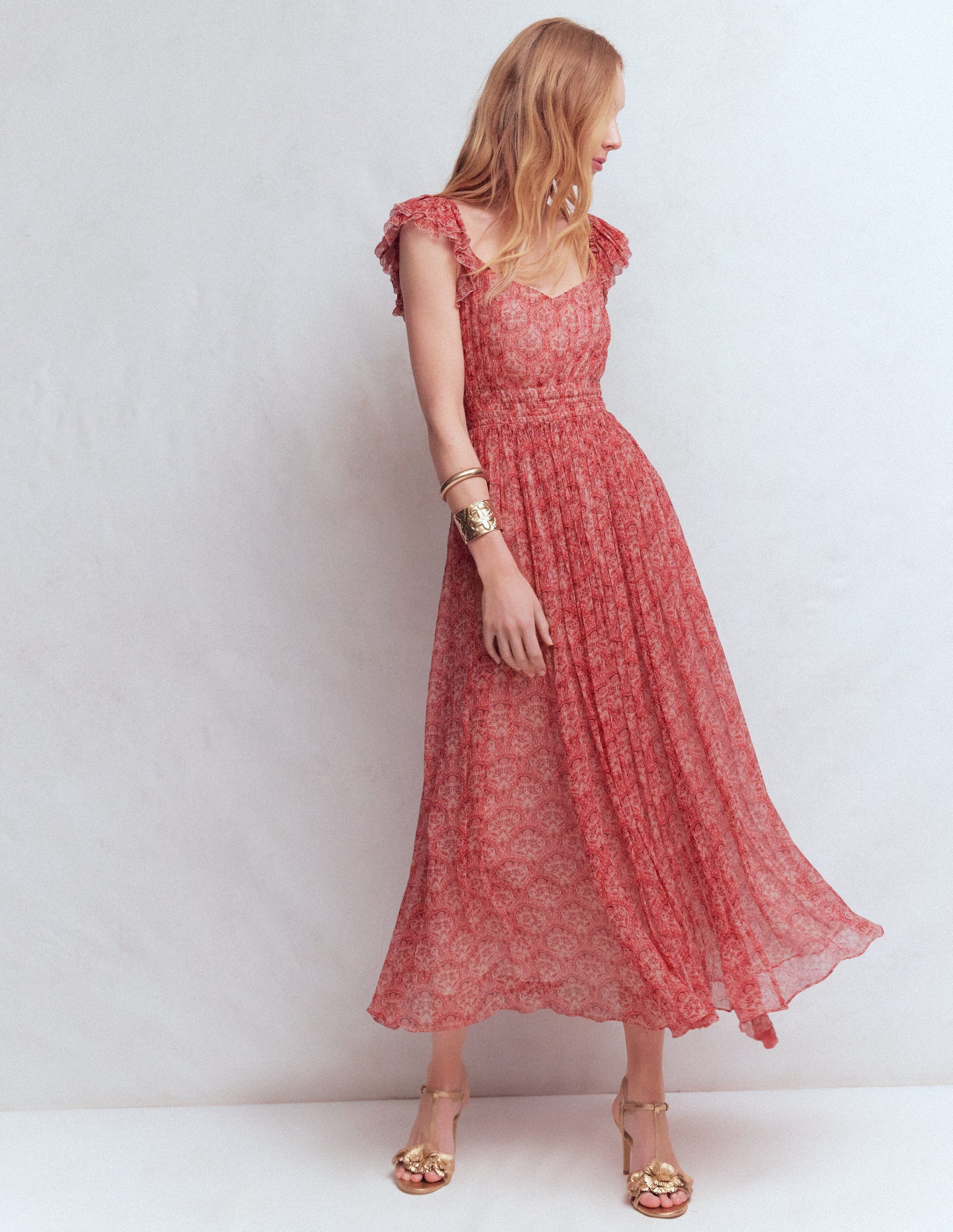 Crinkle Chiffon Maxi Dress-Pink Paradise Gardens-5
