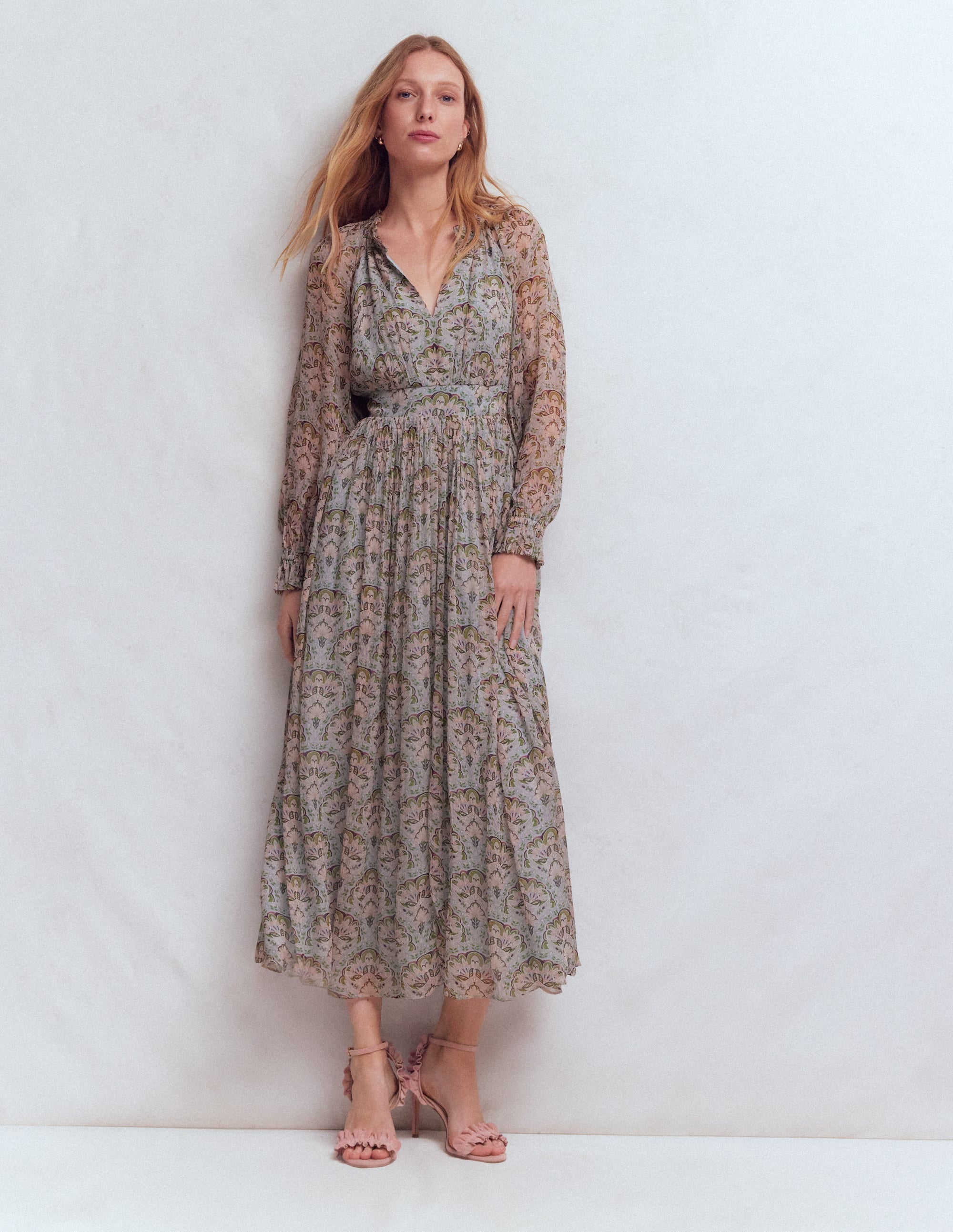 Romantic Ruffle Neck Dress-Multi Paradise Gardens - Image 4