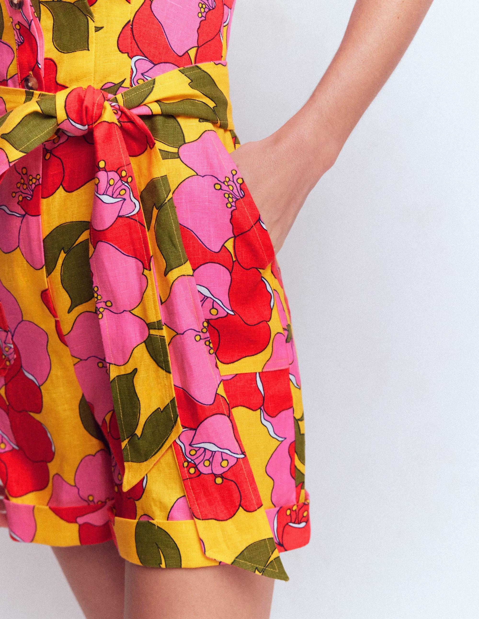 Kay Linen Playsuit-Yellow Radiant Bloom - Image 3