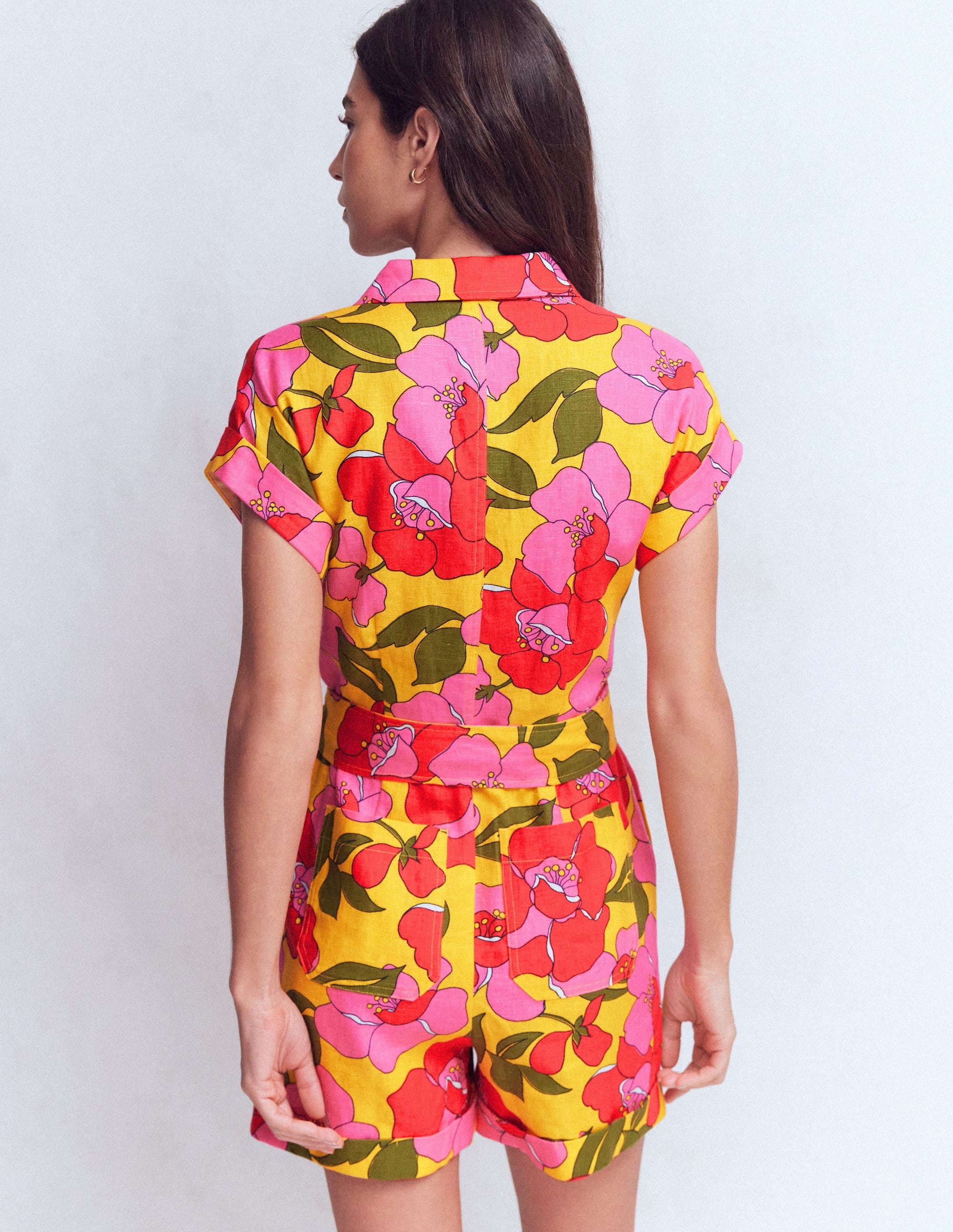Kay Linen Playsuit-Yellow Radiant Bloom - Image 4