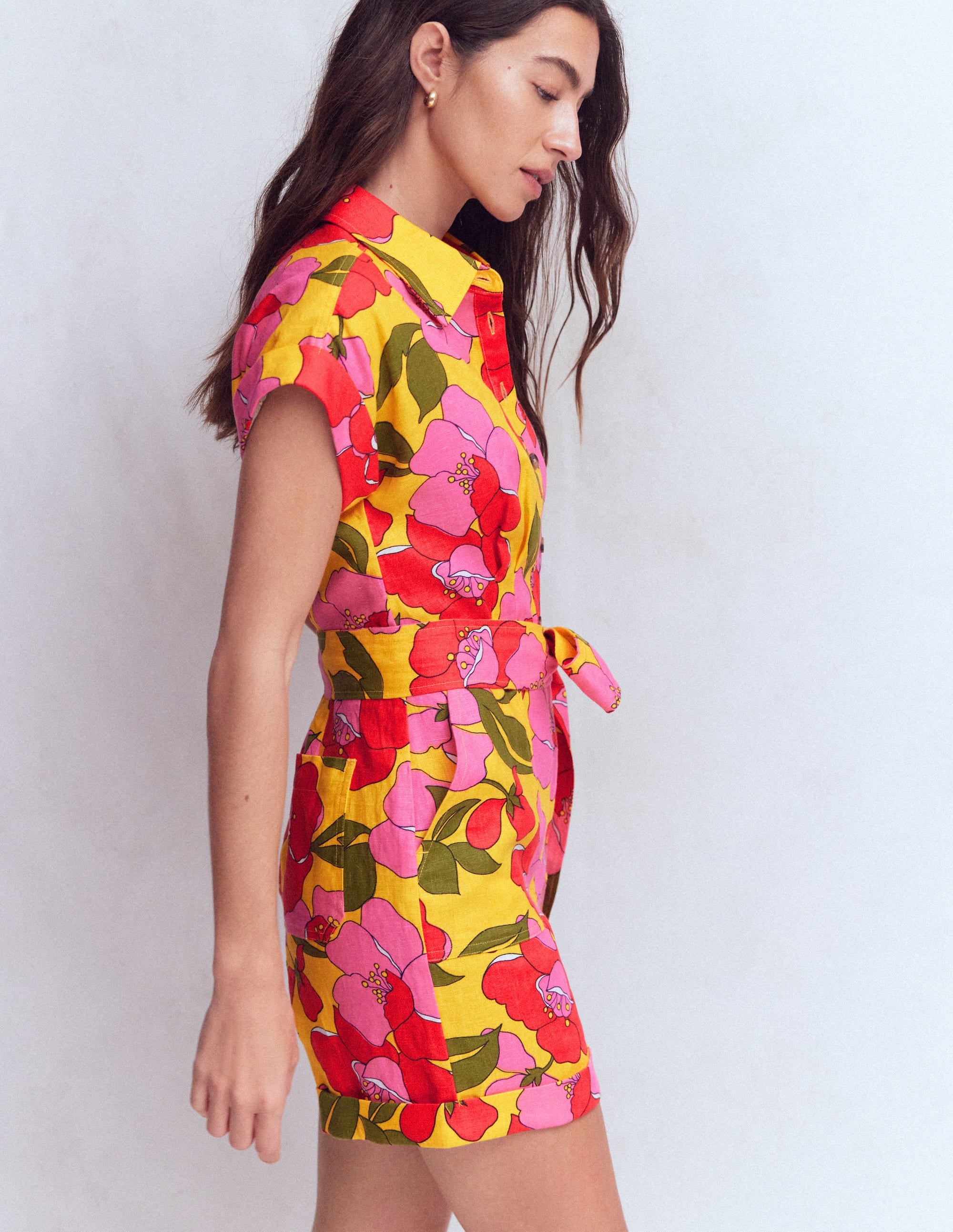 Kay Linen Playsuit-Yellow Radiant Bloom - Image 6