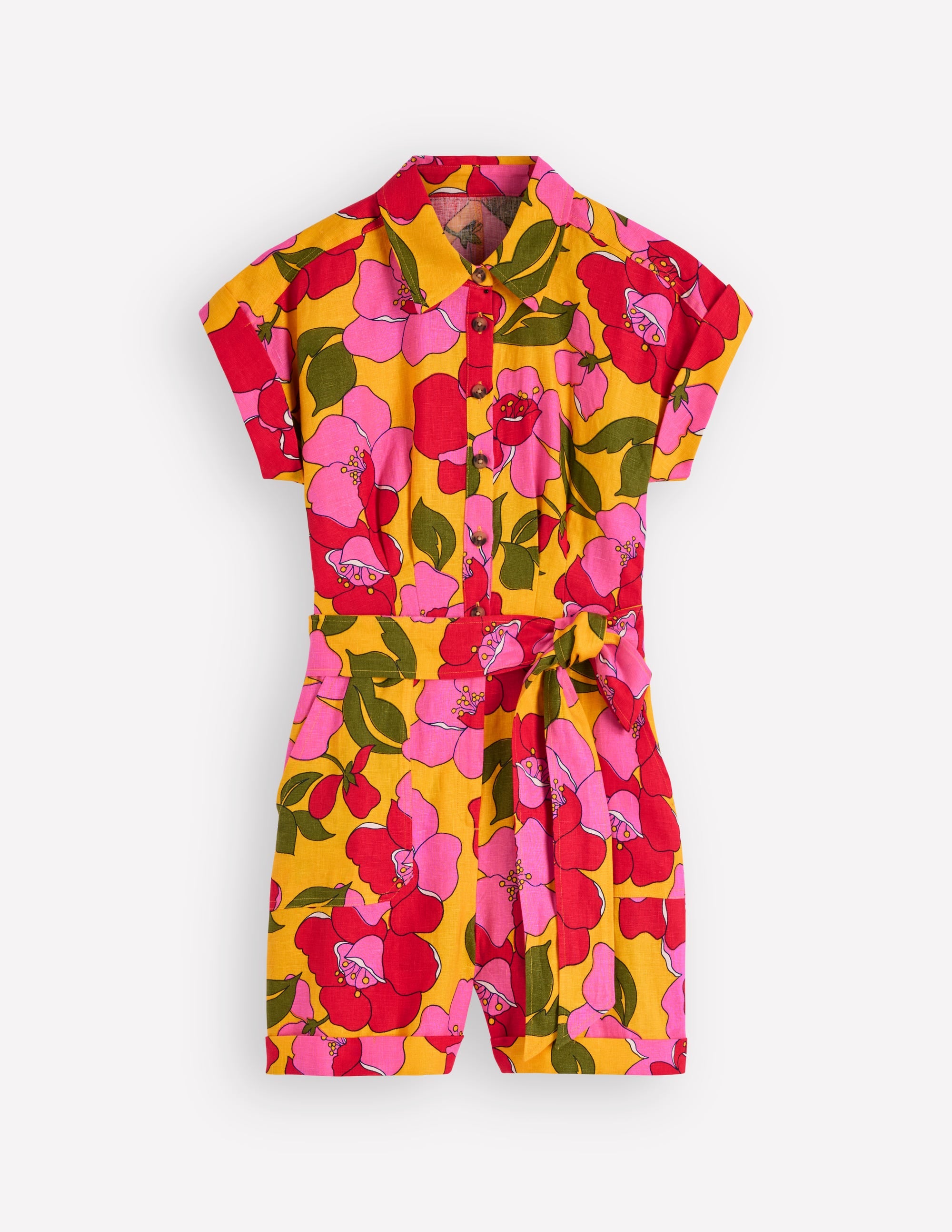 Kay Linen Playsuit-Yellow Radiant Bloom - Image 7