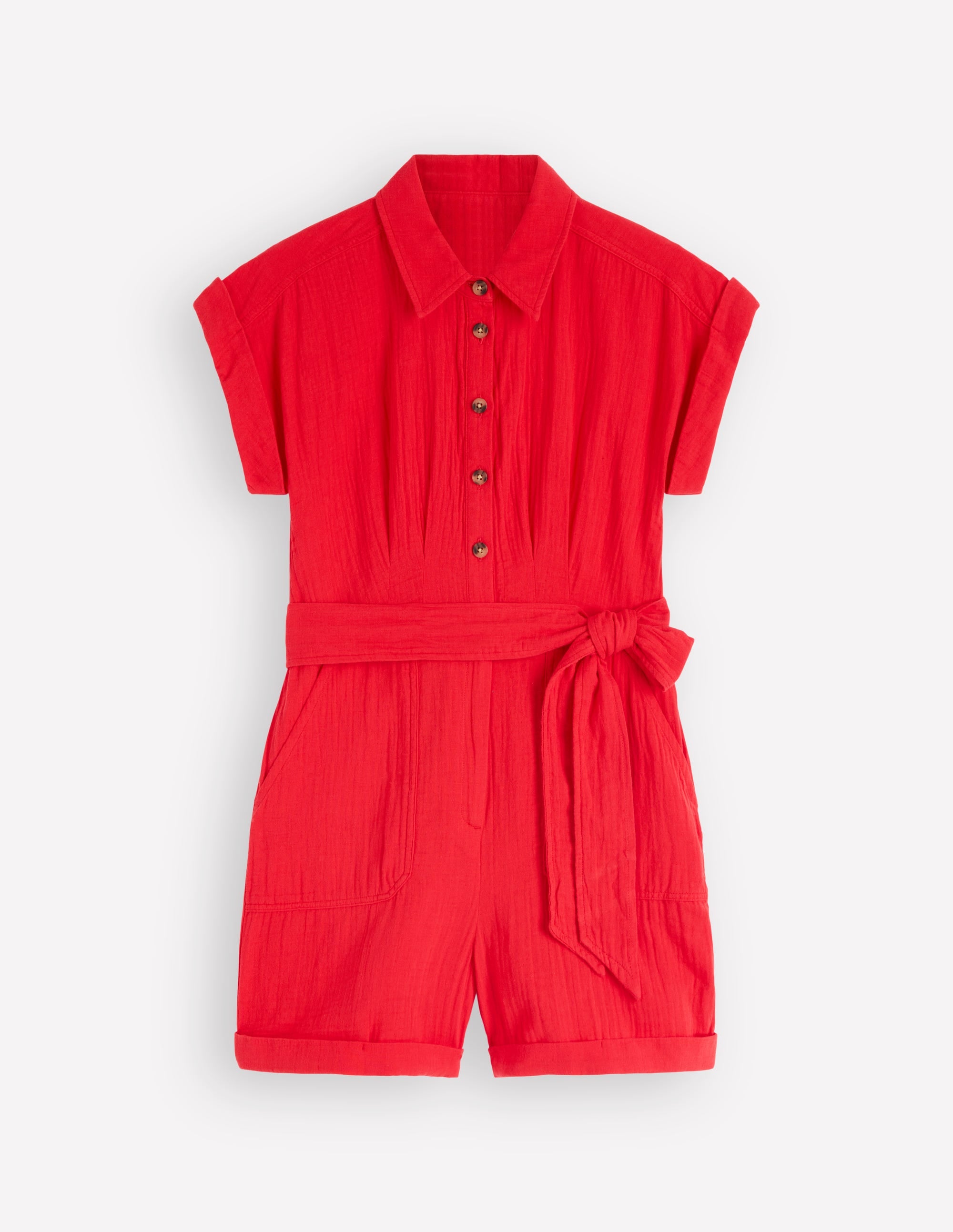 Kay Double Cloth Playsuit-Poppy Red - Image 5