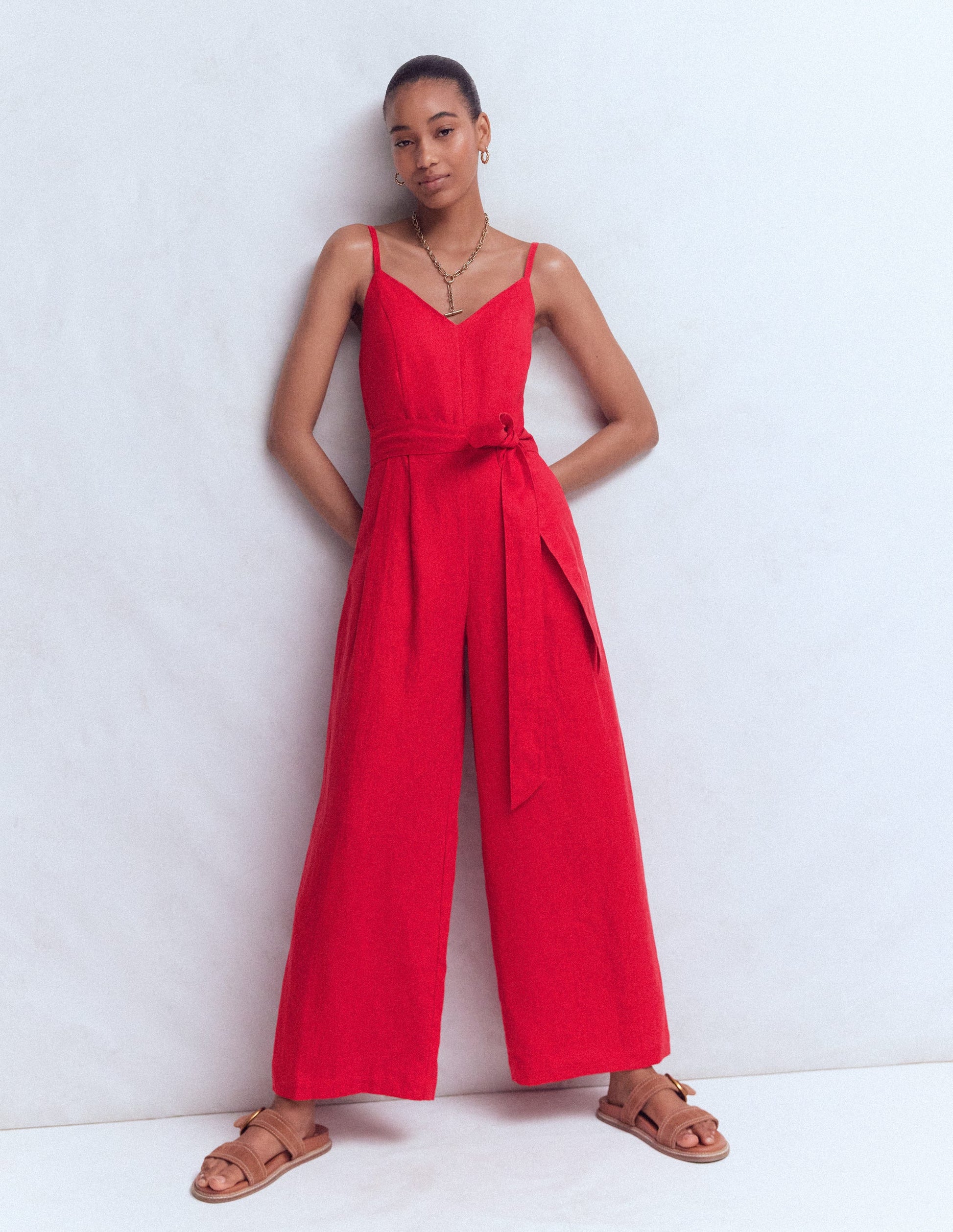 Strappy Linen Jumpsuit-Salsa-1