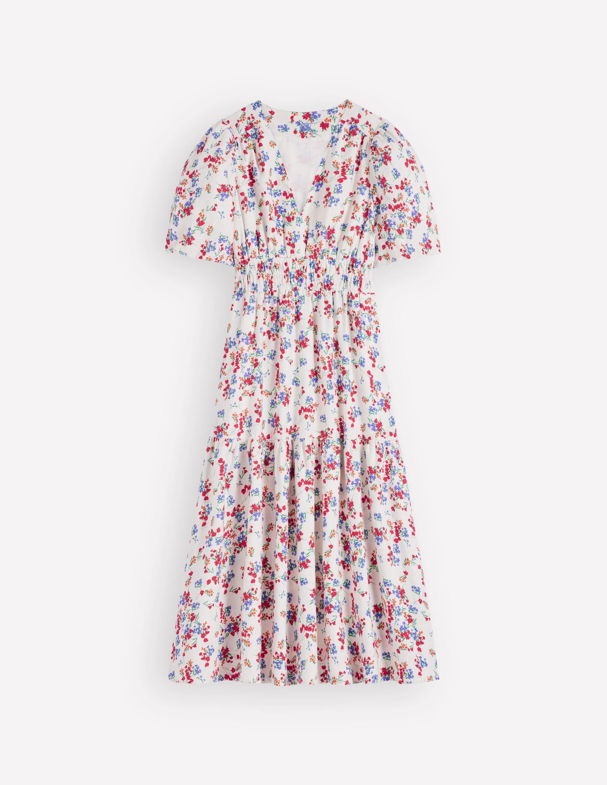 Irene Linen Midi Dress-Ivory, Bloom Scatter - Image 7