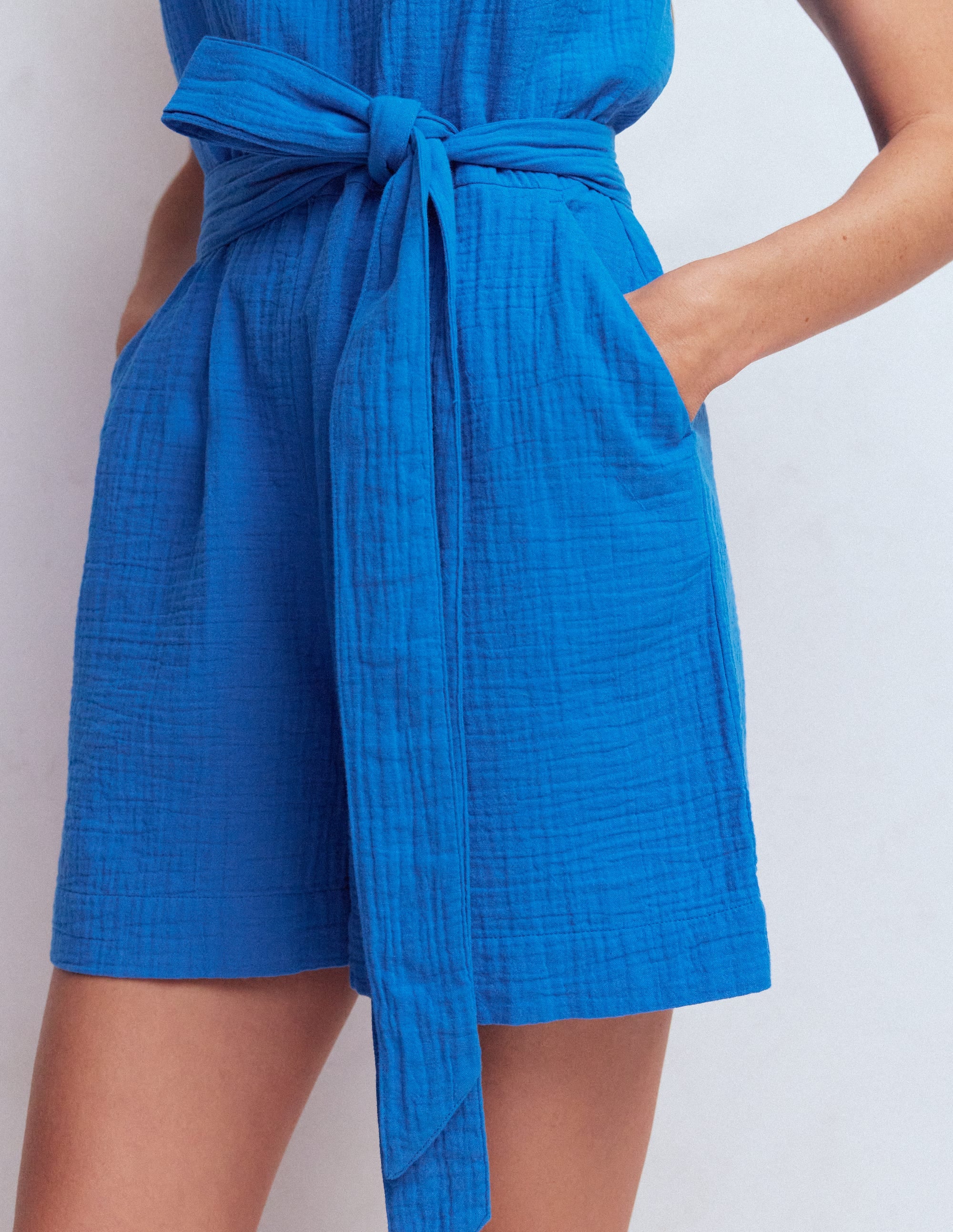 Rosa Double Cloth Playsuit-Kingfisher Blue - Image 2