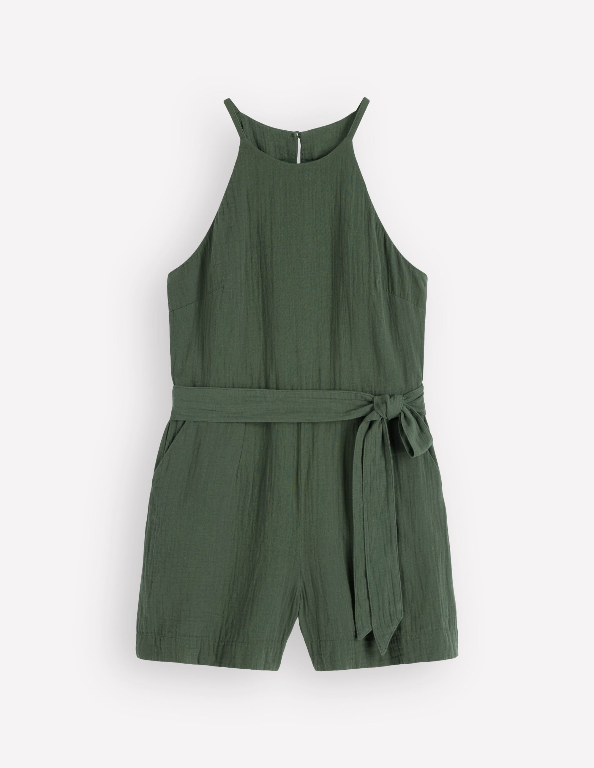 Rosa Double Cloth Playsuit-Hunter Green - Image 5