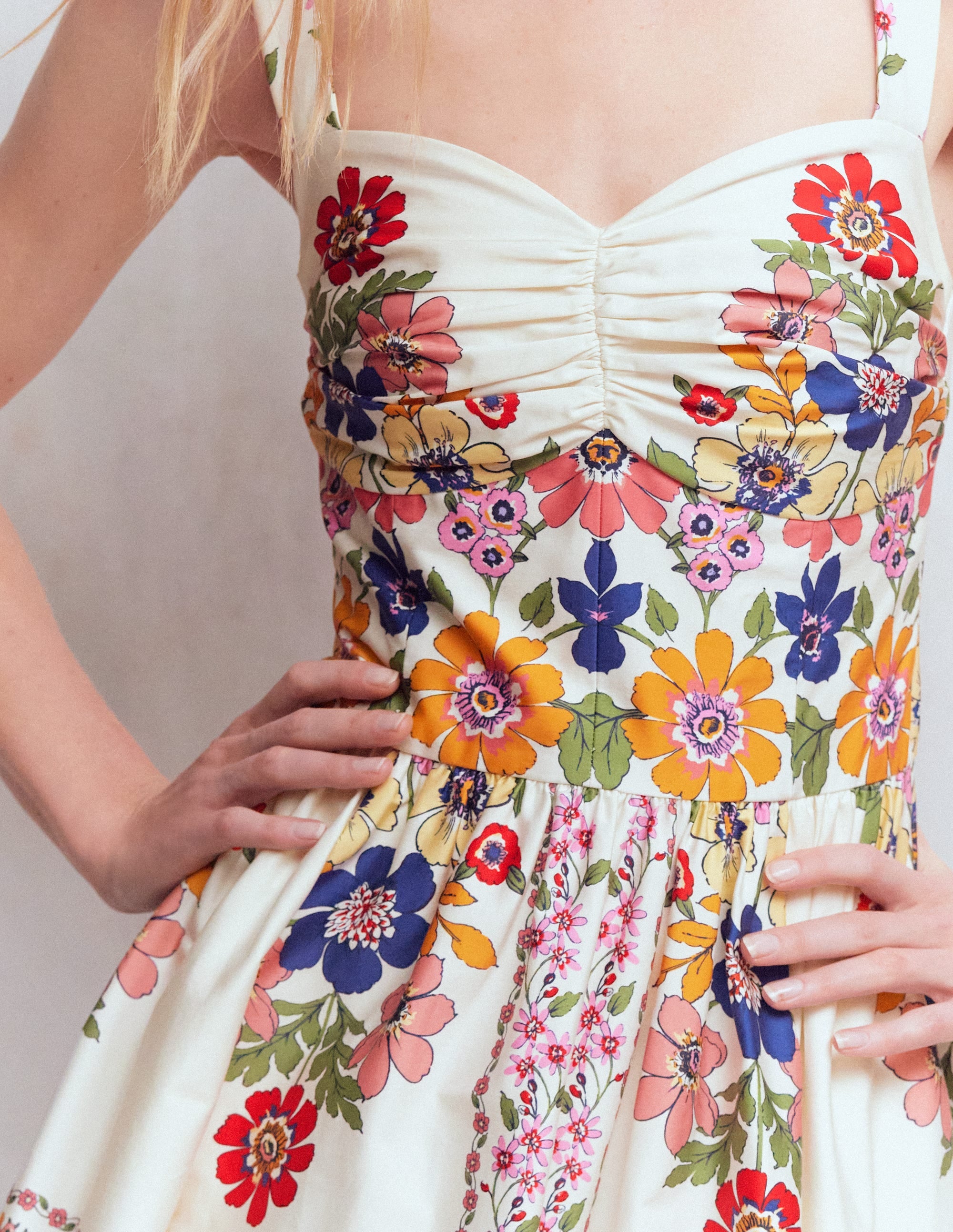 Fit and Flare Midi Dress-Multi Meadow Flowers Lattice - Image 2