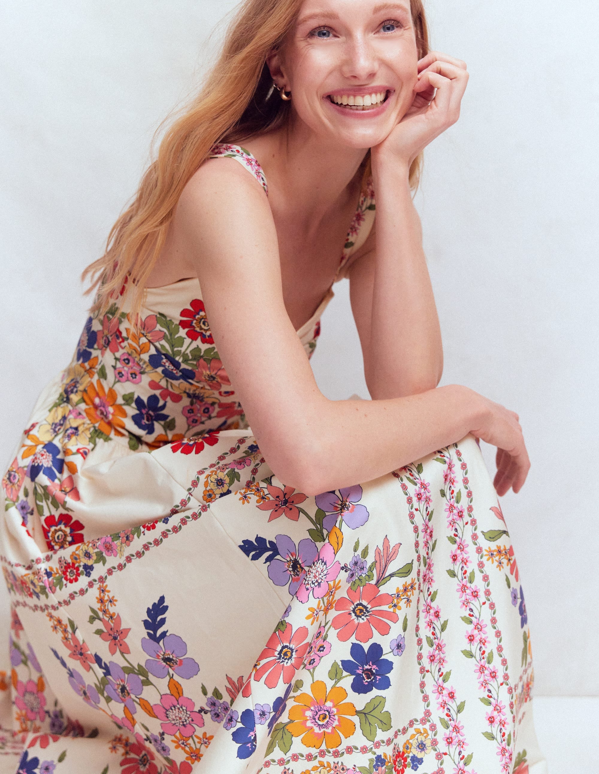 Fit and Flare Midi Dress-Multi Meadow Flowers Lattice - Image 4