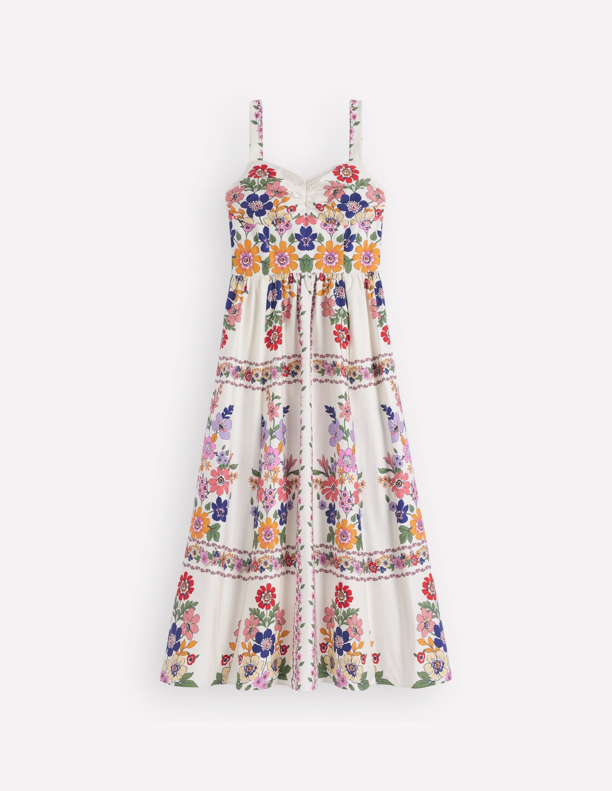 Fit and Flare Midi Dress-Multi Meadow Flowers Lattice-8