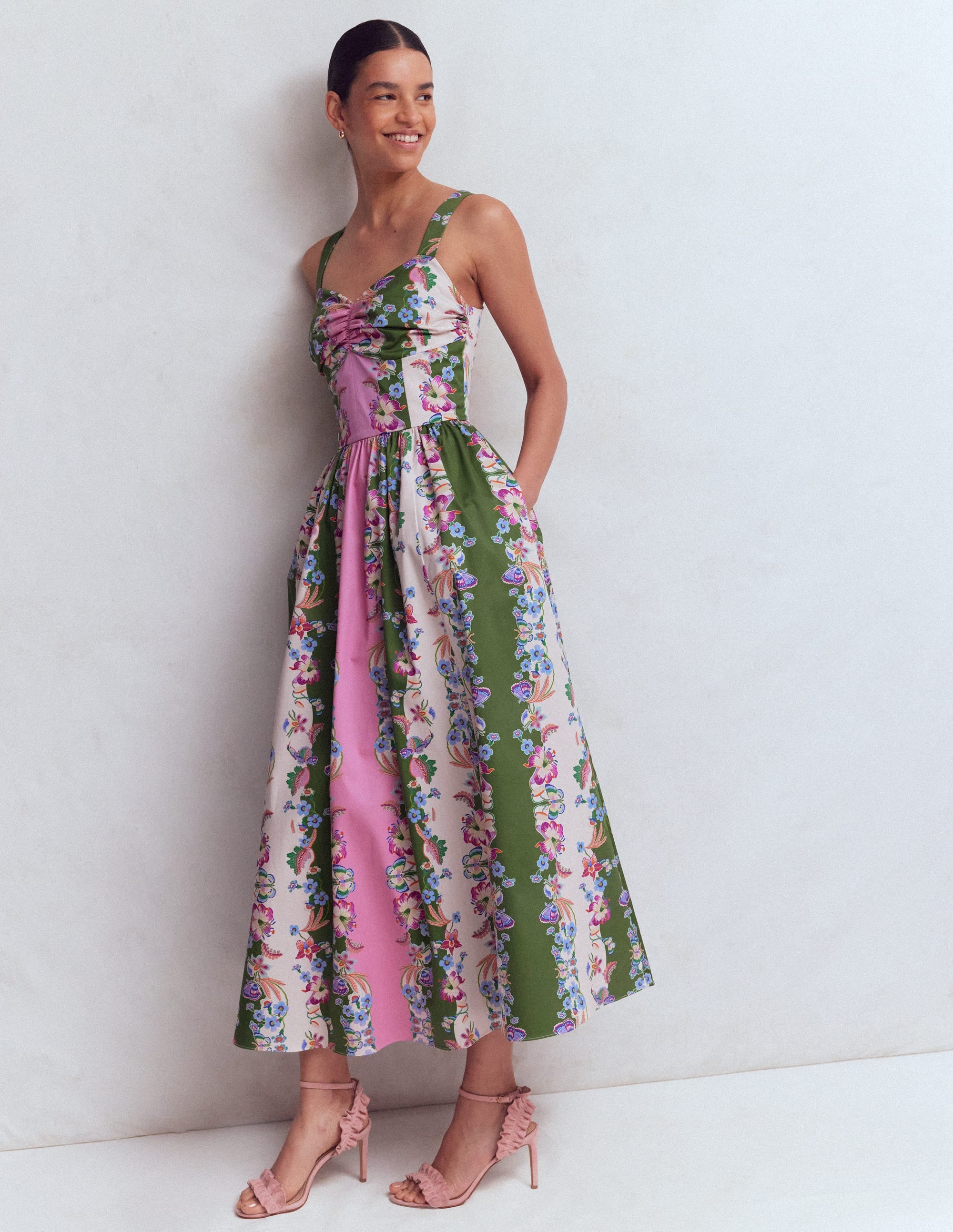 Fit and Flare Midi Dress-Orchid Canopy Stripe - Image 1