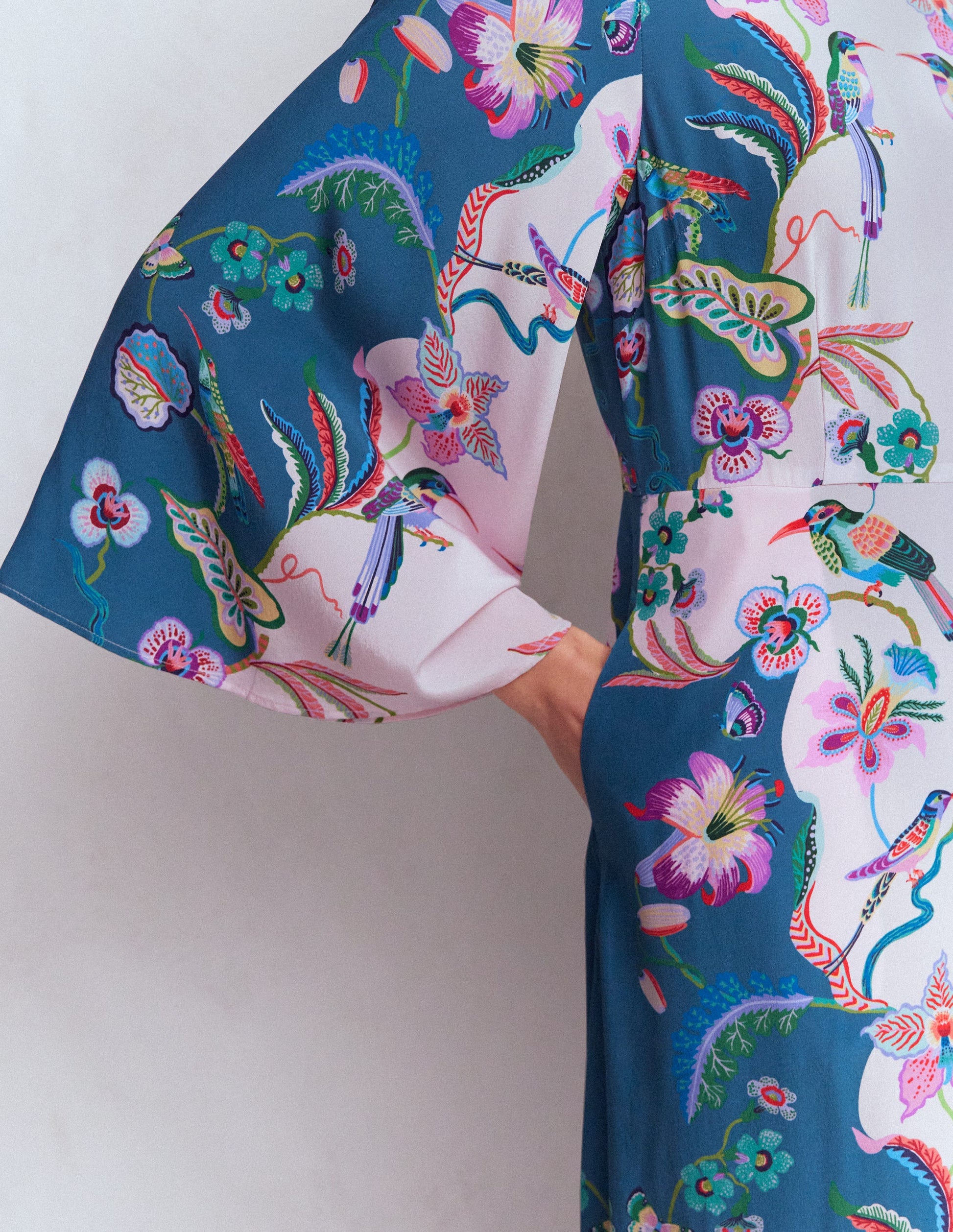 Angel Sleeve Boat Neck Dress-Tourmaline Blue, Orchid Canopy-2