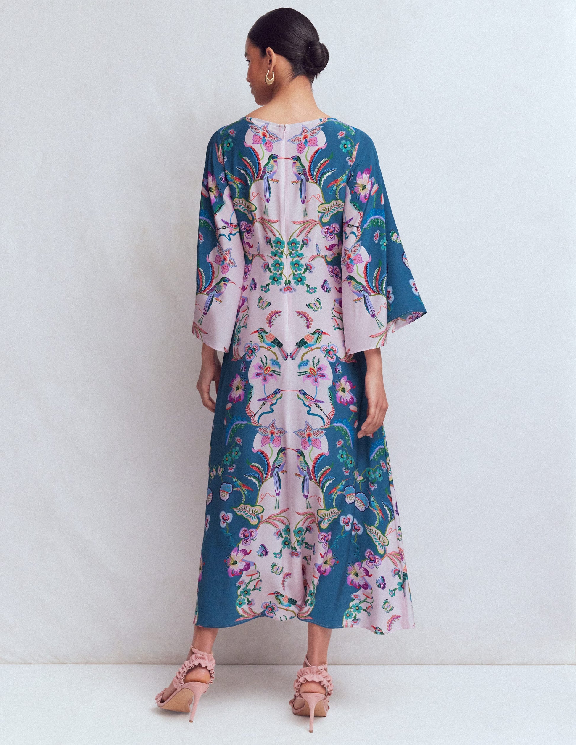 Angel Sleeve Boat Neck Dress-Tourmaline Blue, Orchid Canopy-3