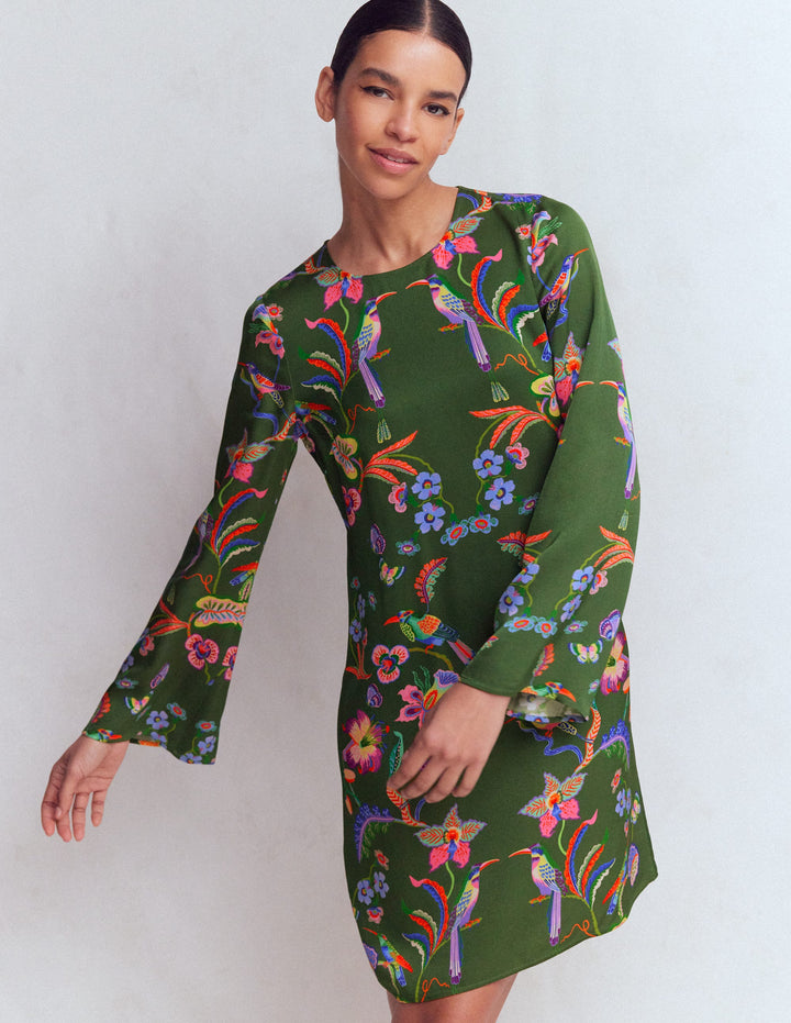 Flared Sleeve Shift Dress-Multi, Orchid Canopy
