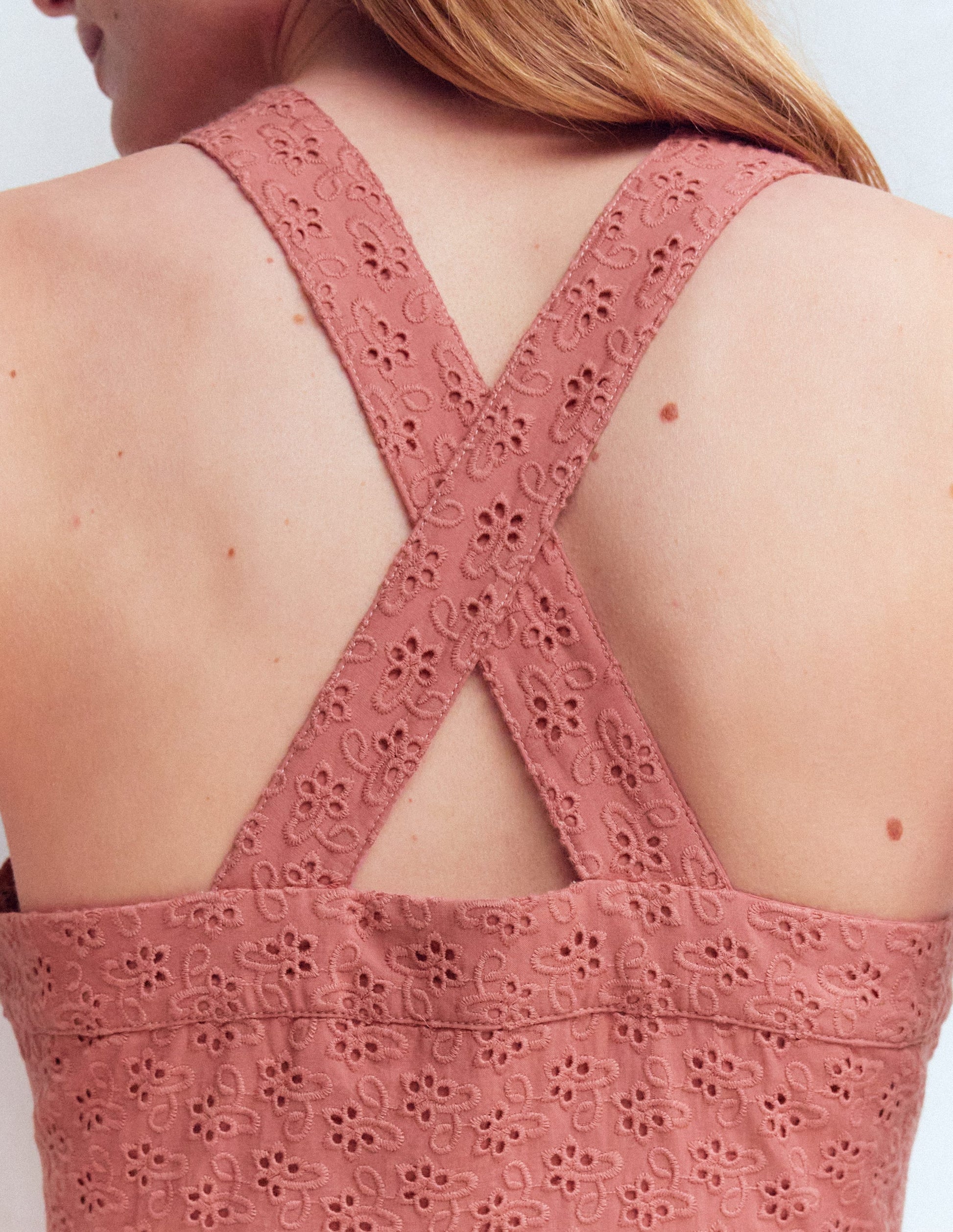 Cross Back Broderie Midi Dress-Vintage Rose Broderie-2