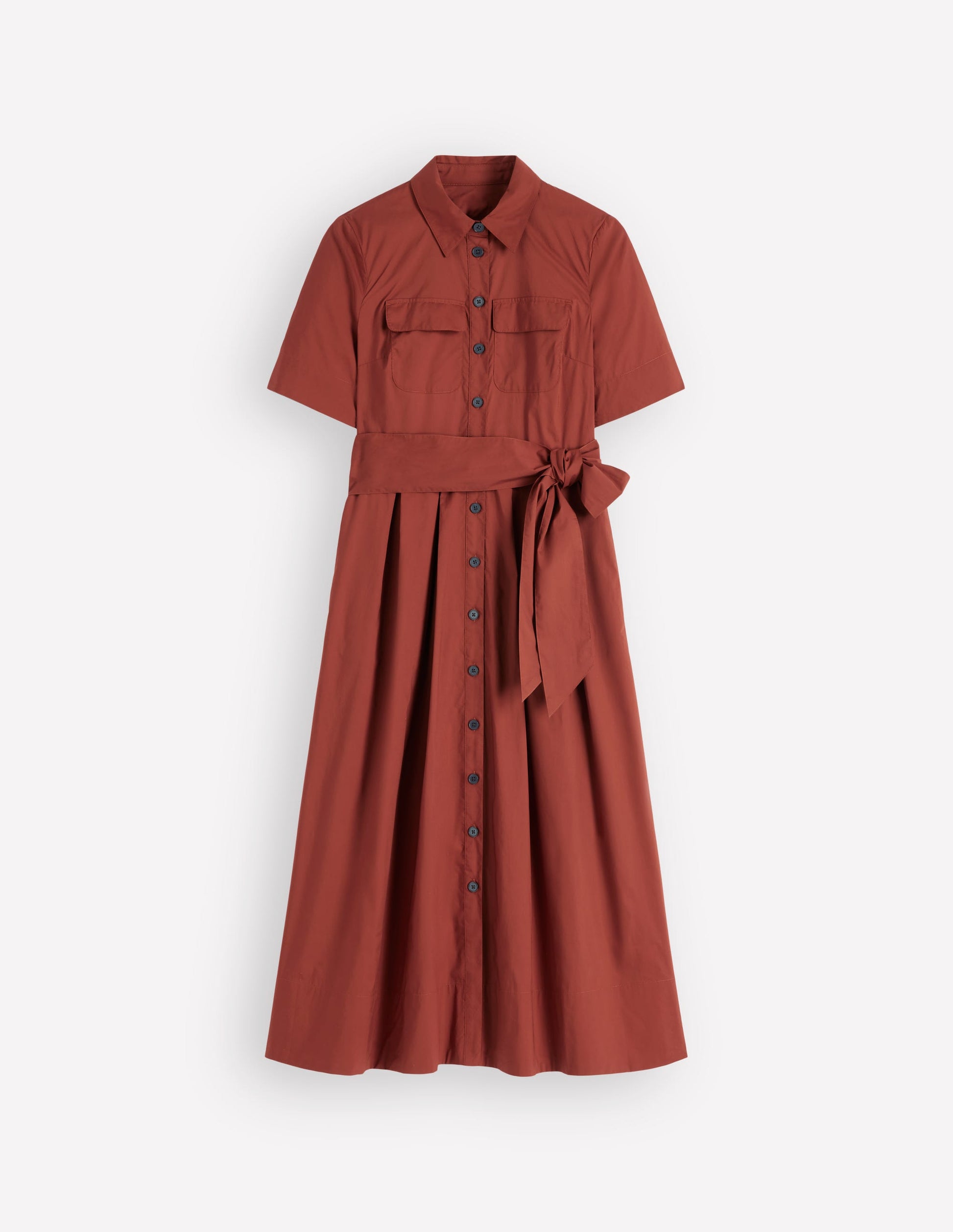Zoe Short Sleeve Shirt Dress-Burnt Orange-5