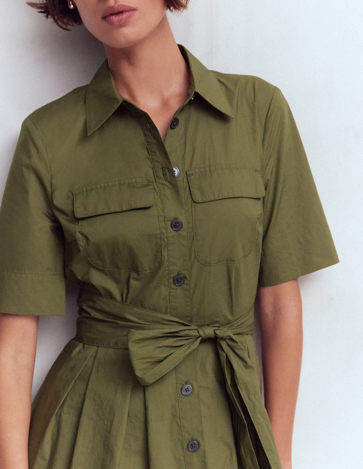 Zoe Short Sleeve Shirt Dress-Woodland Green - Image 2