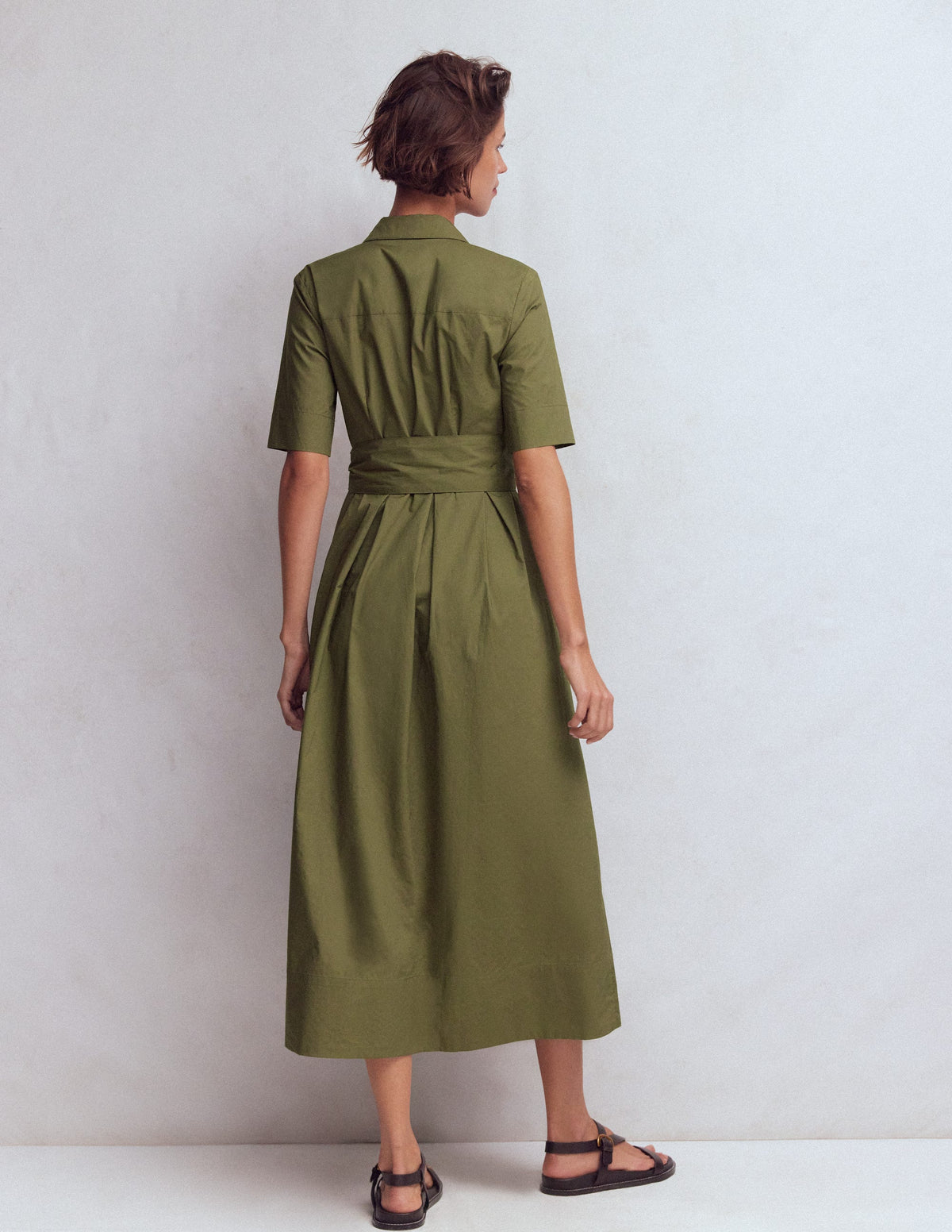 Zoe Short Sleeve Shirt Dress-Woodland Green - Image 3