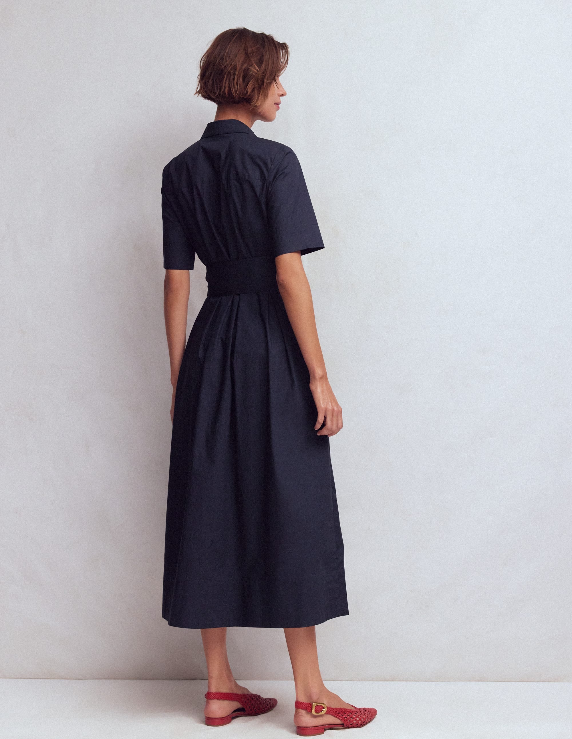 Zoe Short Sleeve Shirt Dress-Navy - Image 3