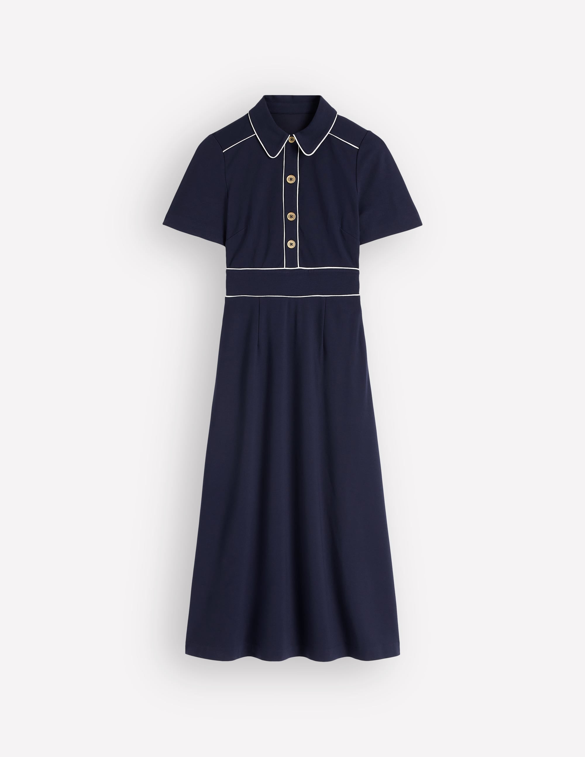 Etta Piping Trim Ponte Dress-Navy - Image 5
