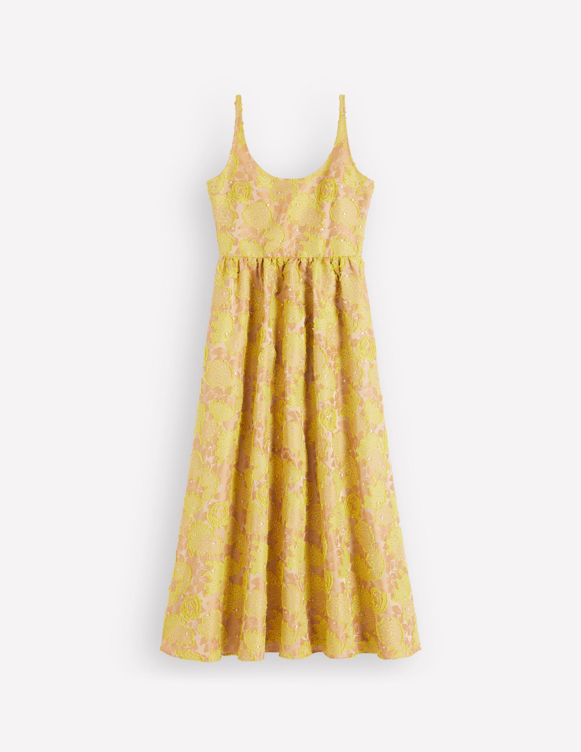 Scoop Neck Jacquard Dress-Yellow Jacquard-9
