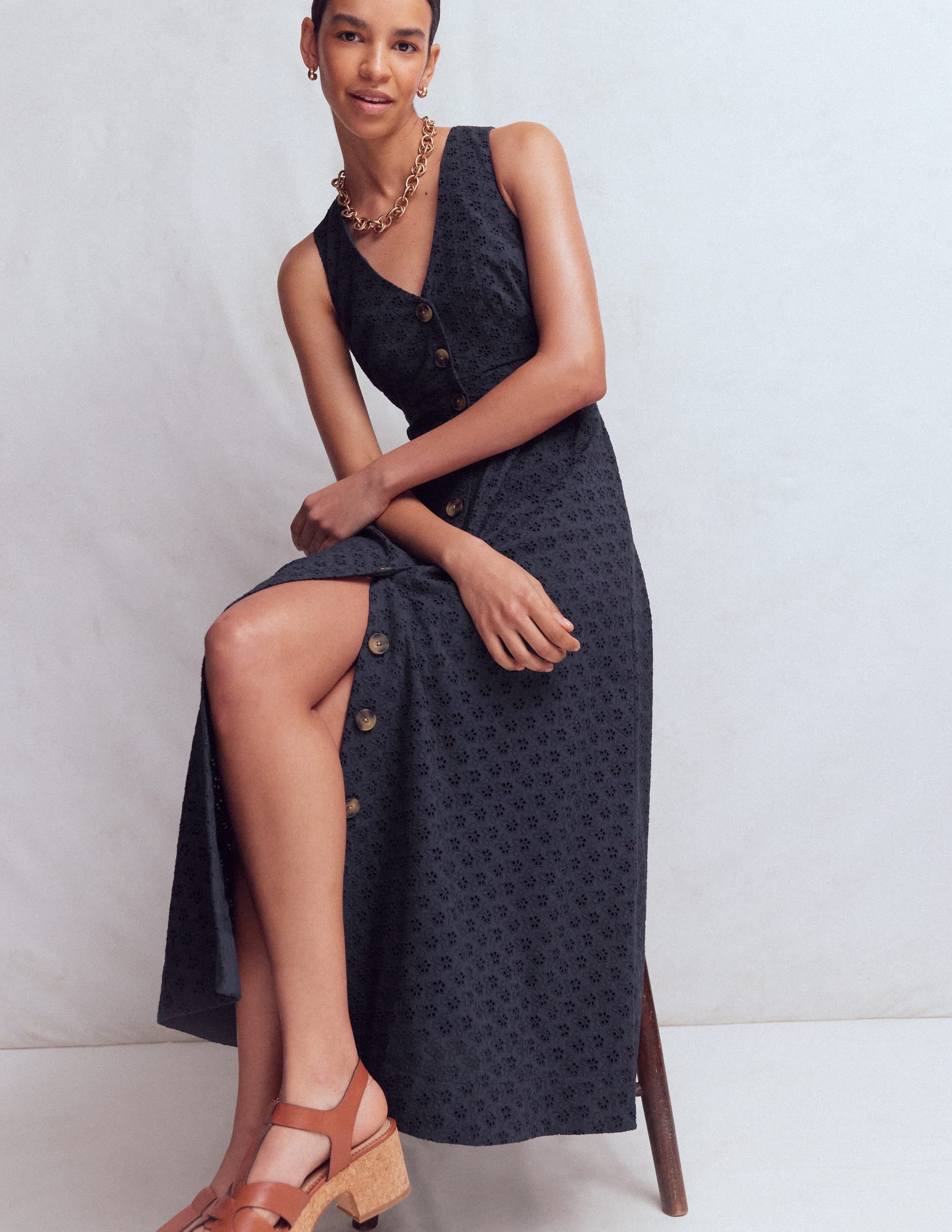 Catherine Broderie Dress-Navy Broderie - Image 1
