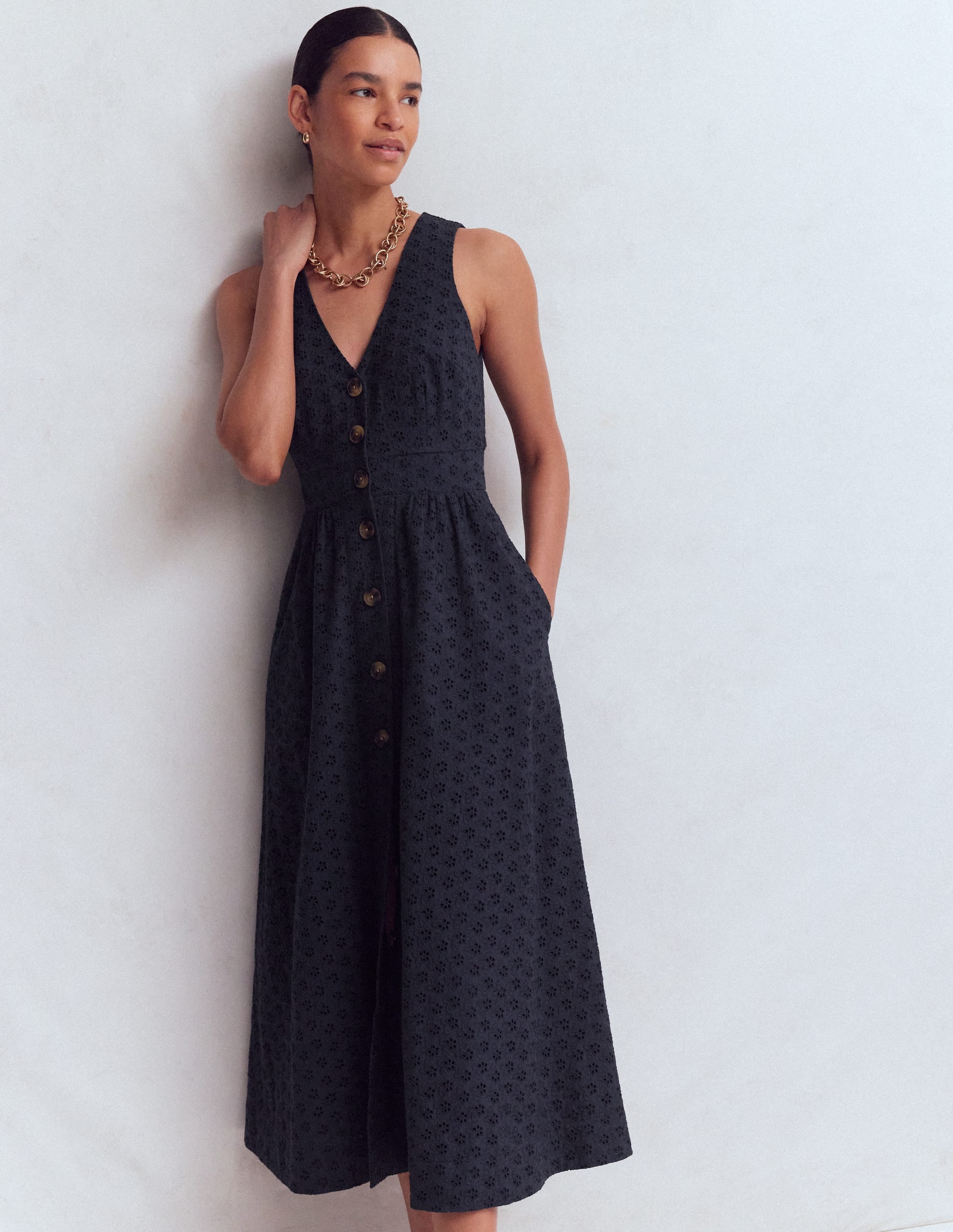 Catherine Broderie Dress-Navy Broderie - Image 4
