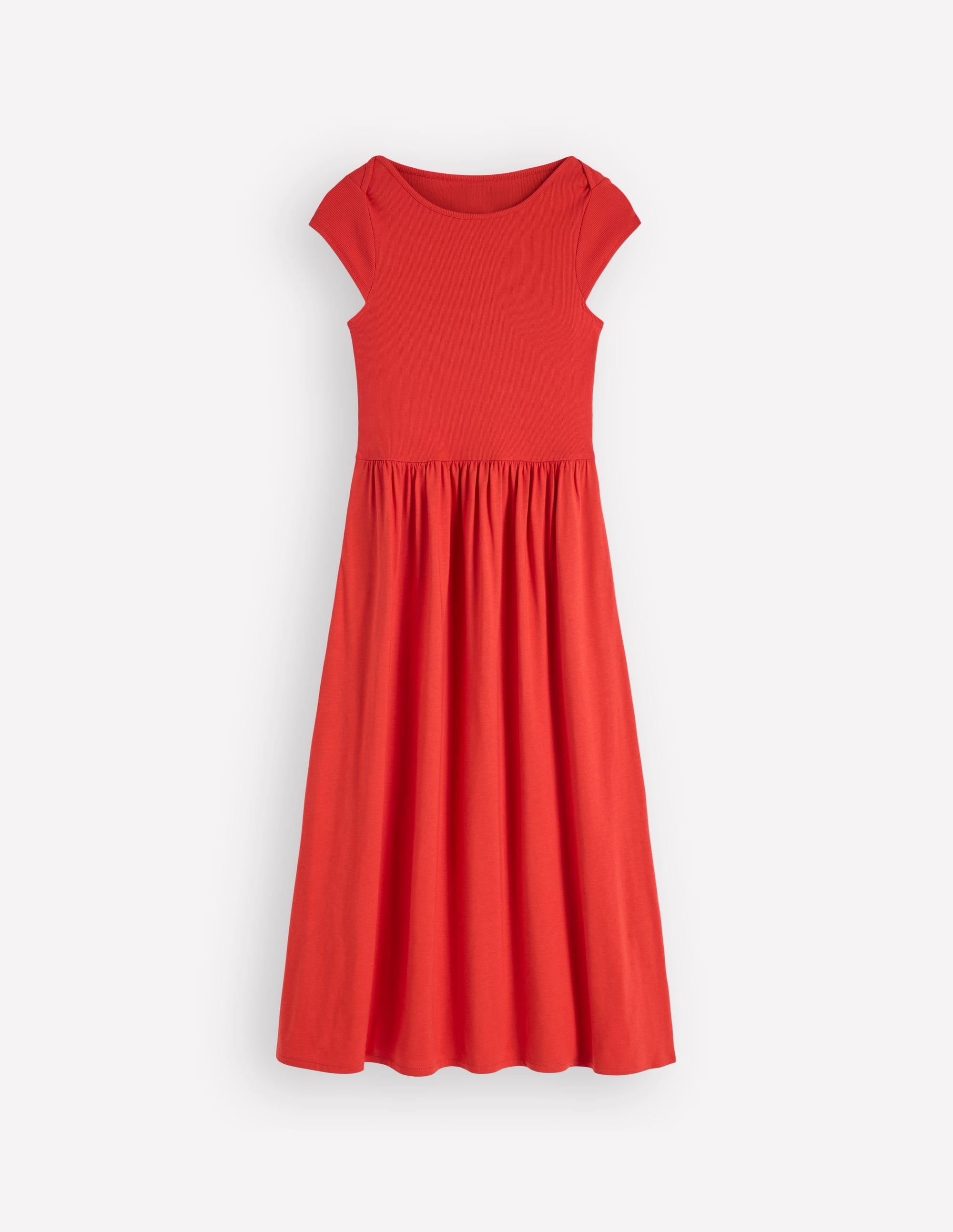 Boat Neck Mix Dress-Blood Orange - Image 5
