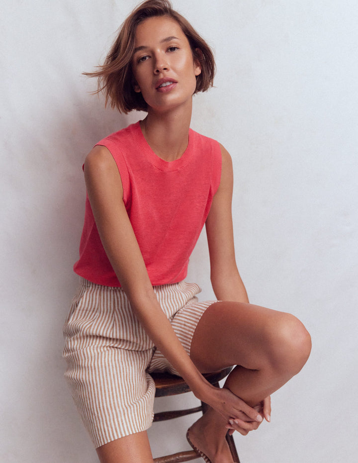 Agnes Linen Tank-Pink