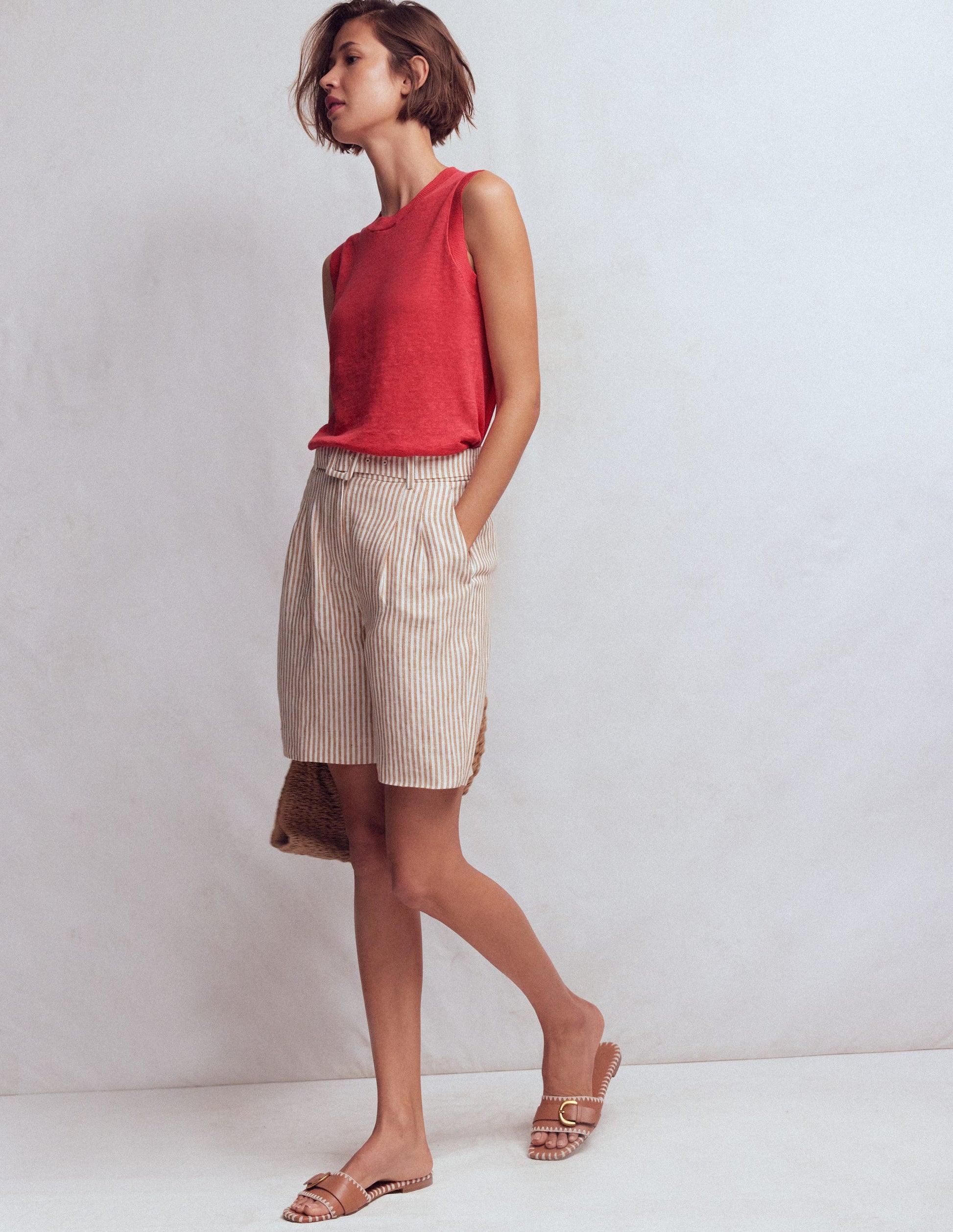 Agnes Linen Tank-Pink-4