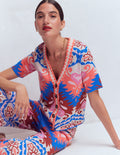 Short Sleeve Jacquard Cardigan-Aztec