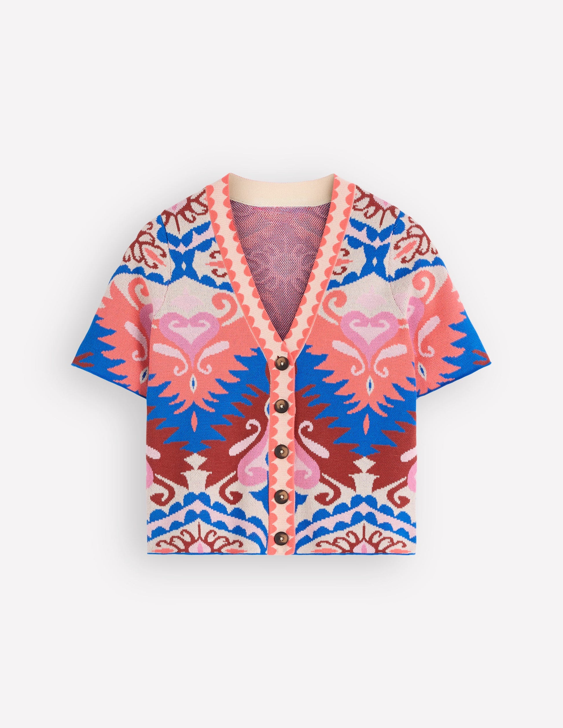 Short Sleeve Jacquard Cardigan-Aztec-7