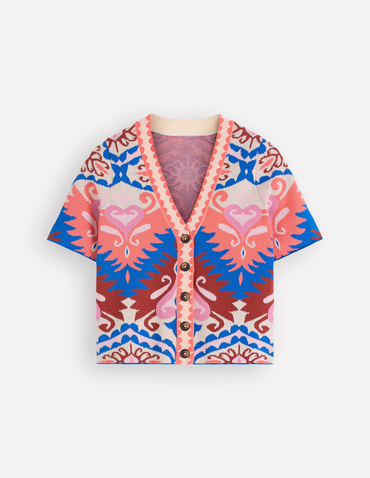 Short Sleeve Jacquard Cardigan-Aztec - Image 7