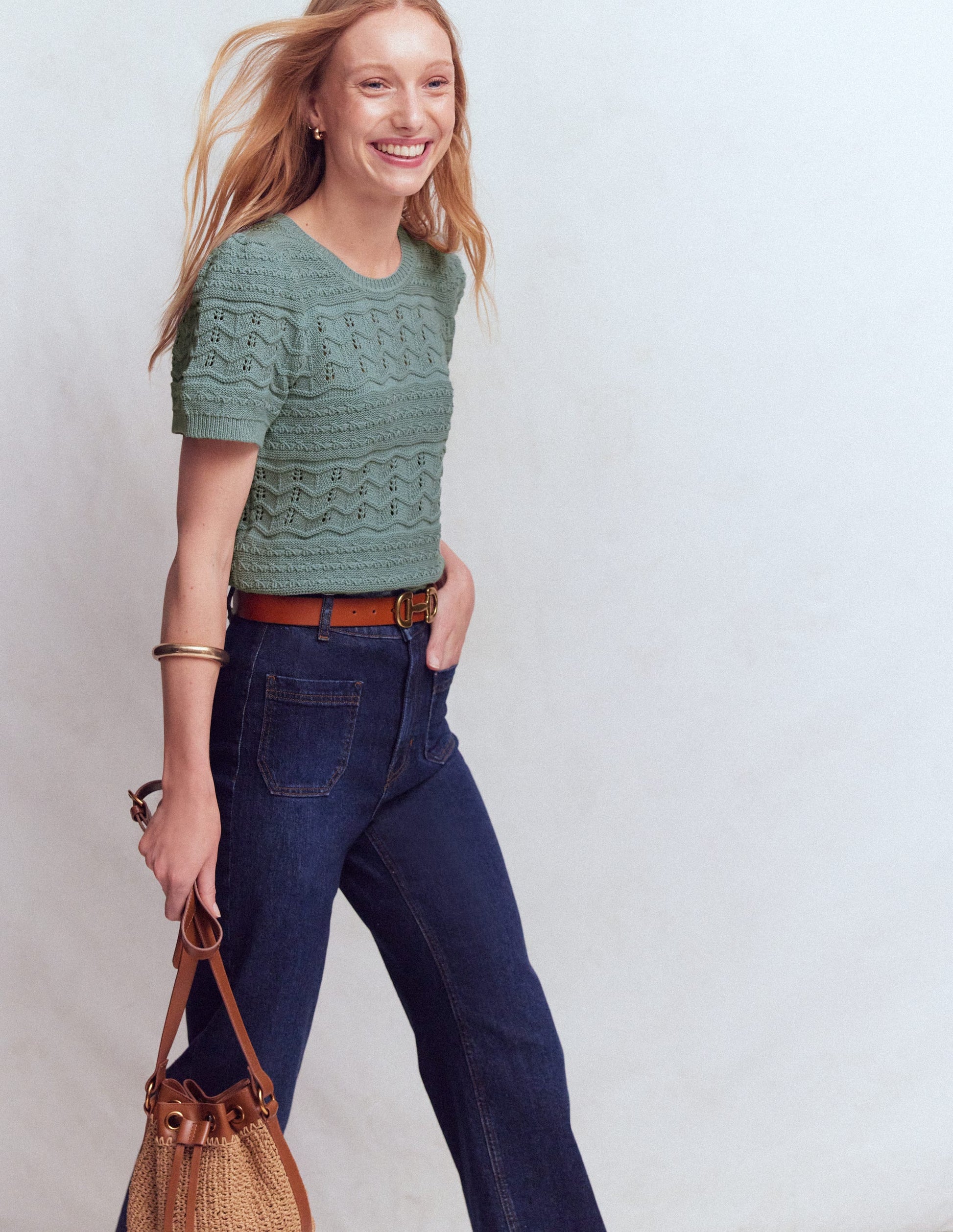 Monica Knitted T-Shirt-Blue-1